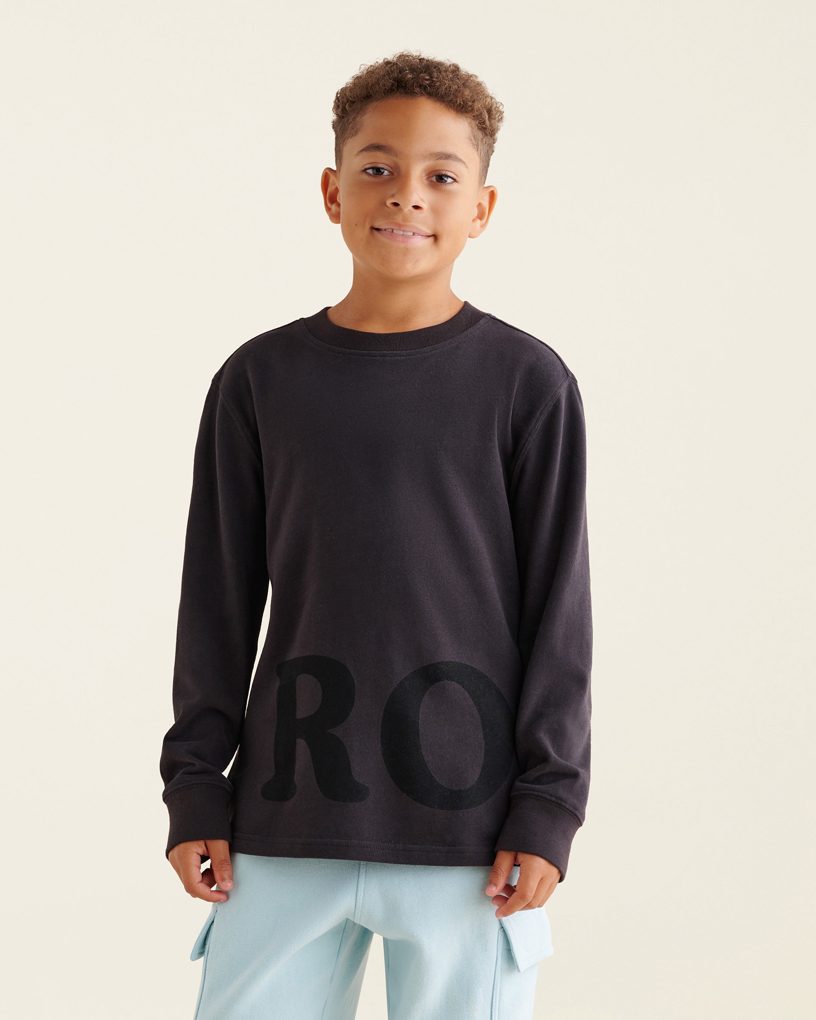 Roots Kids One Long Sleeve T-Shirt in Black