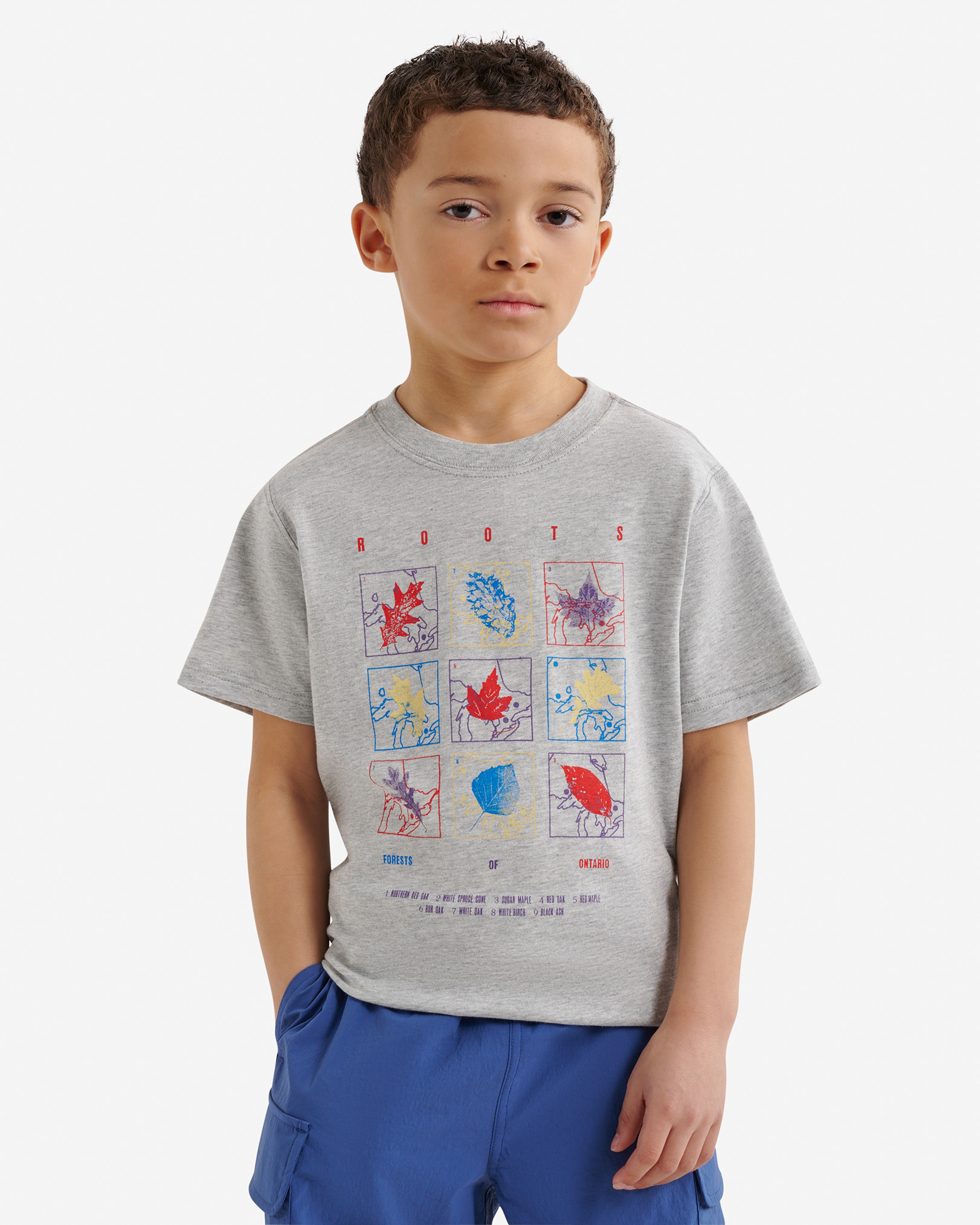 Roots Kids Little Leaves T-Shirt in Heather Grey