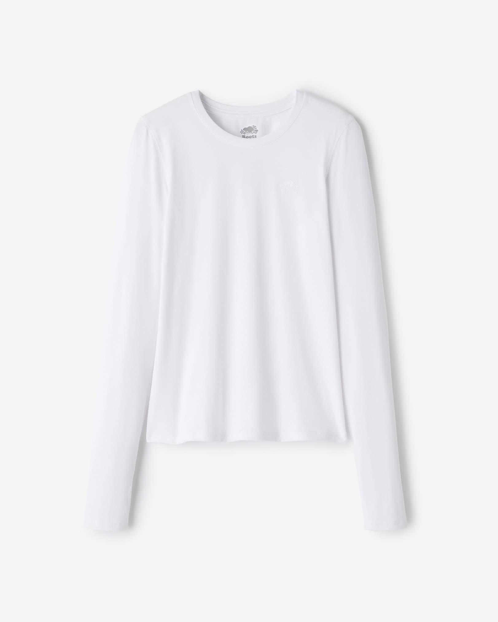 Roots Renew Fitted Long Sleeve Top in White