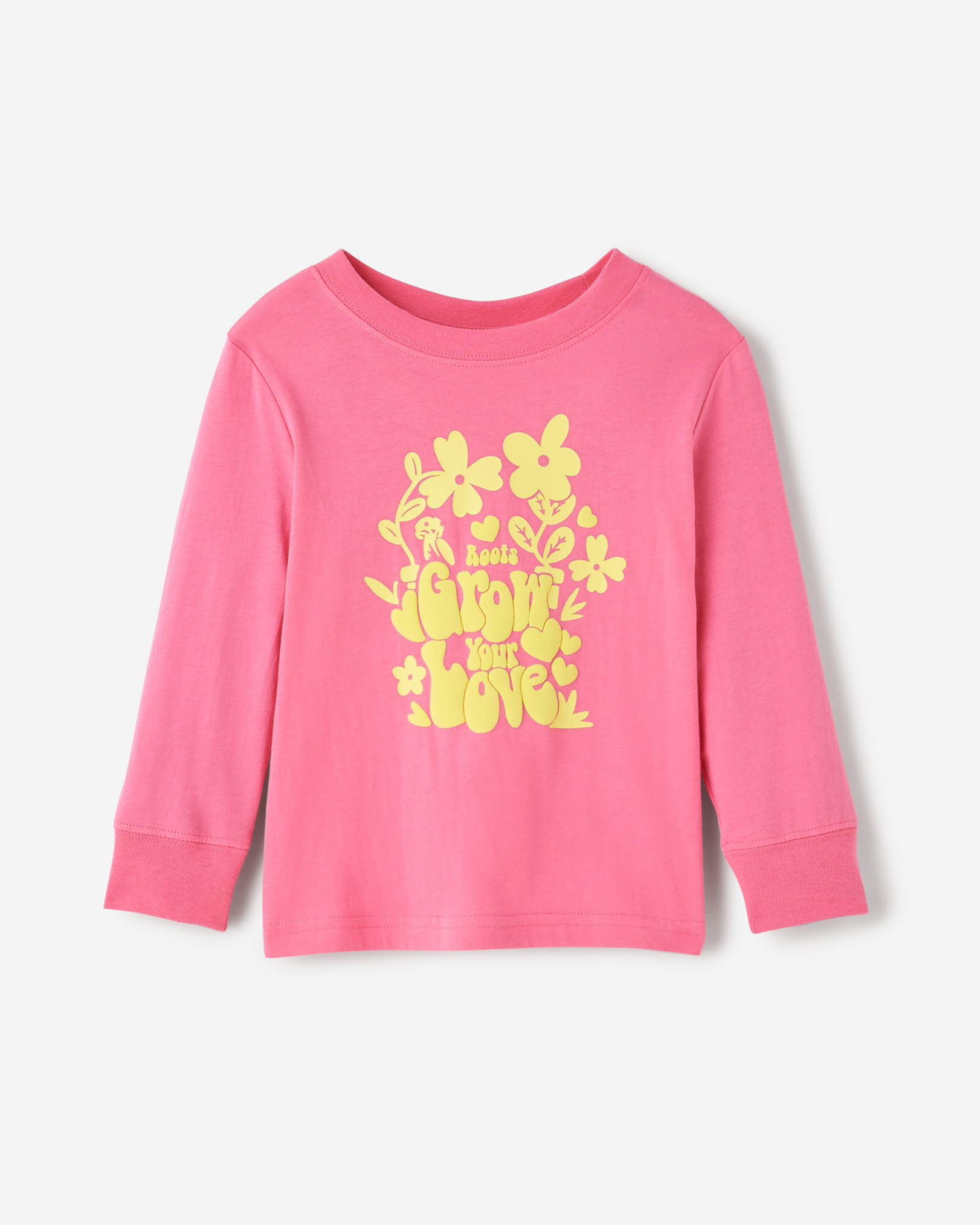 Roots Toddler Grow Your Love T-Shirt in Pink Raspberry