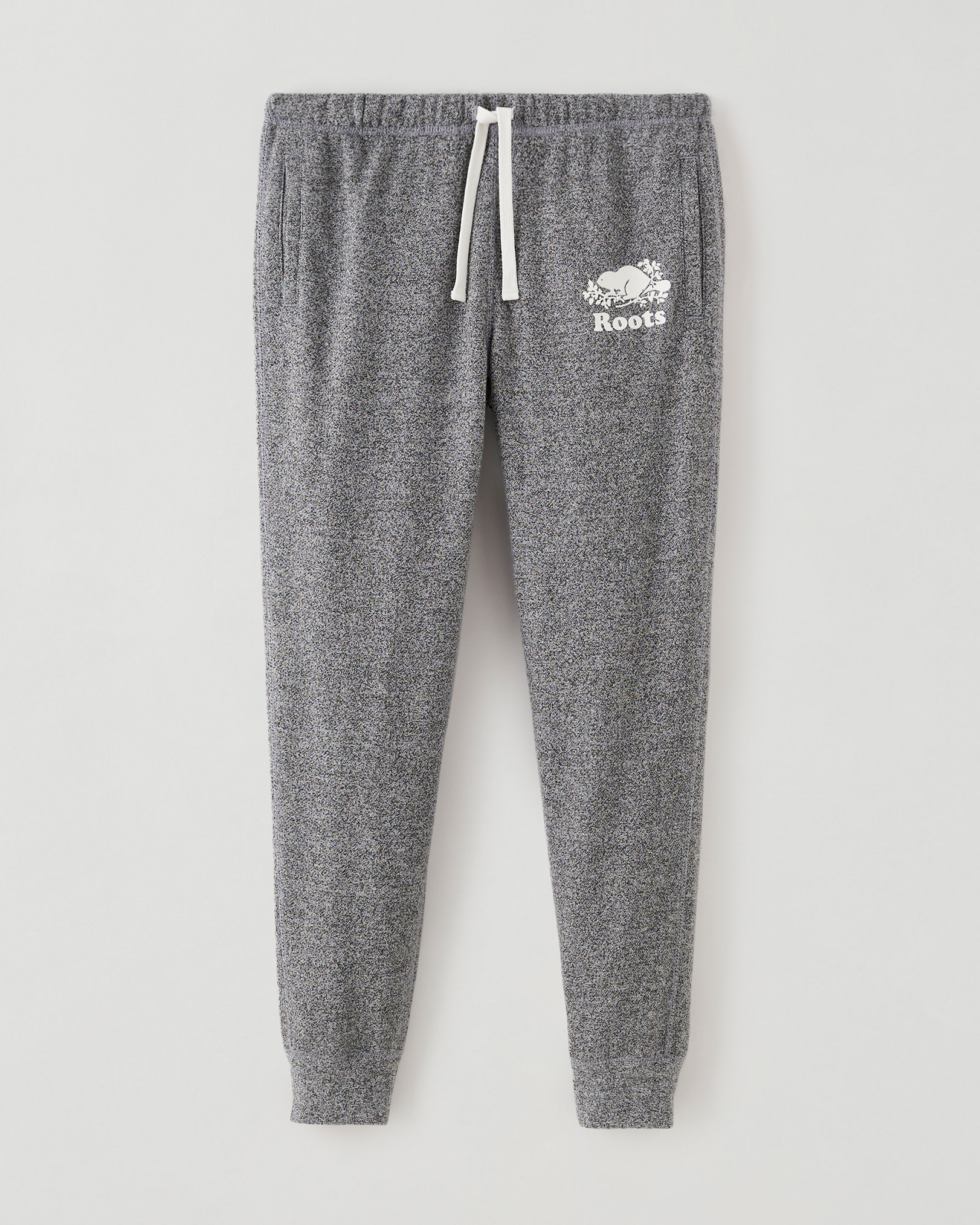 Roots Organic Original Slim Cuff Sweatpant Short (26 Inch Inseam) in Salt/Pepper