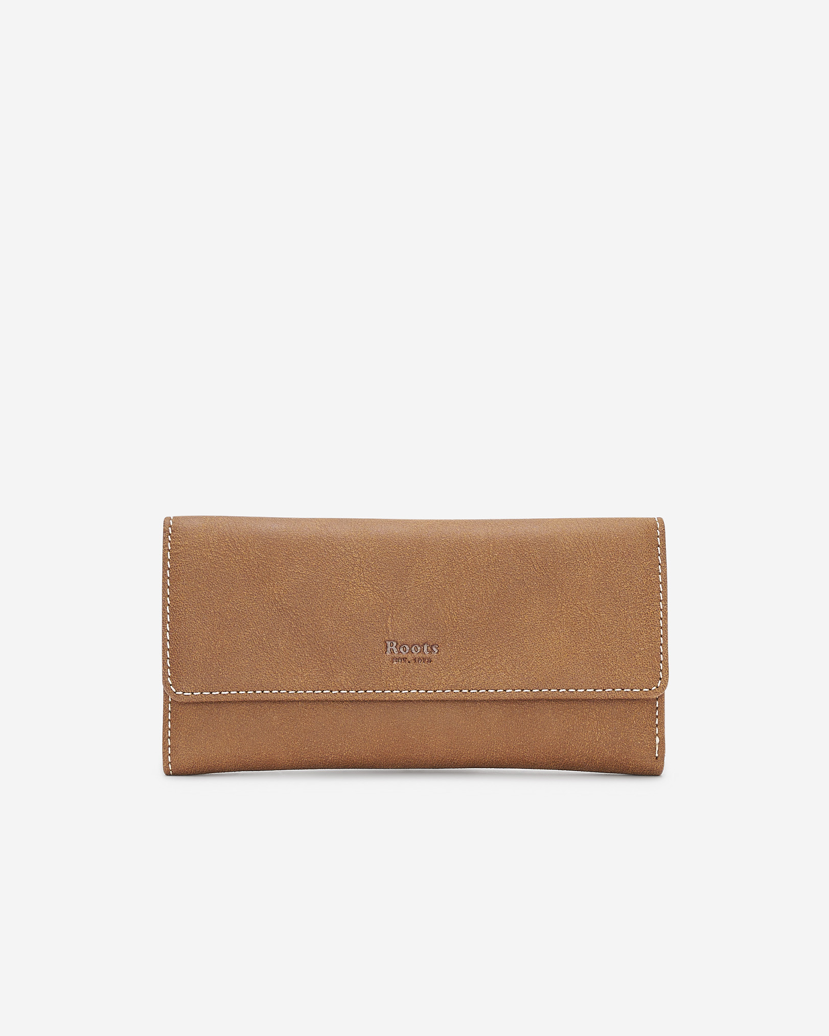 Roots Trifold Clutch Tribe in Natural Brown