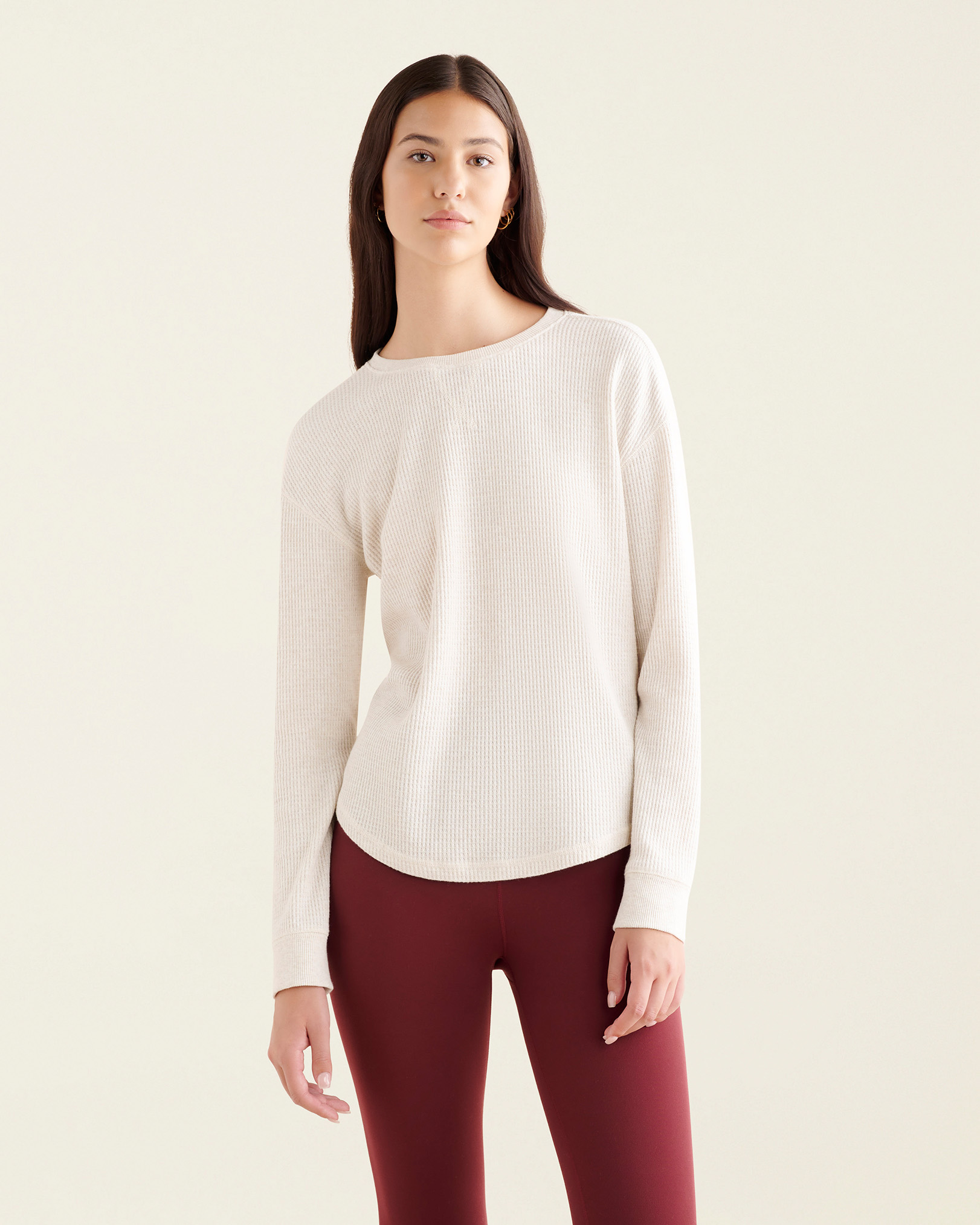 Roots Waffle Long Sleeve Top in Oatmeal Mix