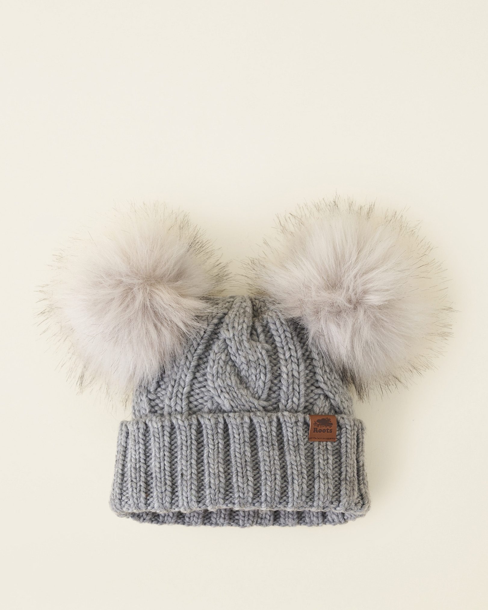 Roots Toddler Olivia Cable Toque Hat in Grey Mix