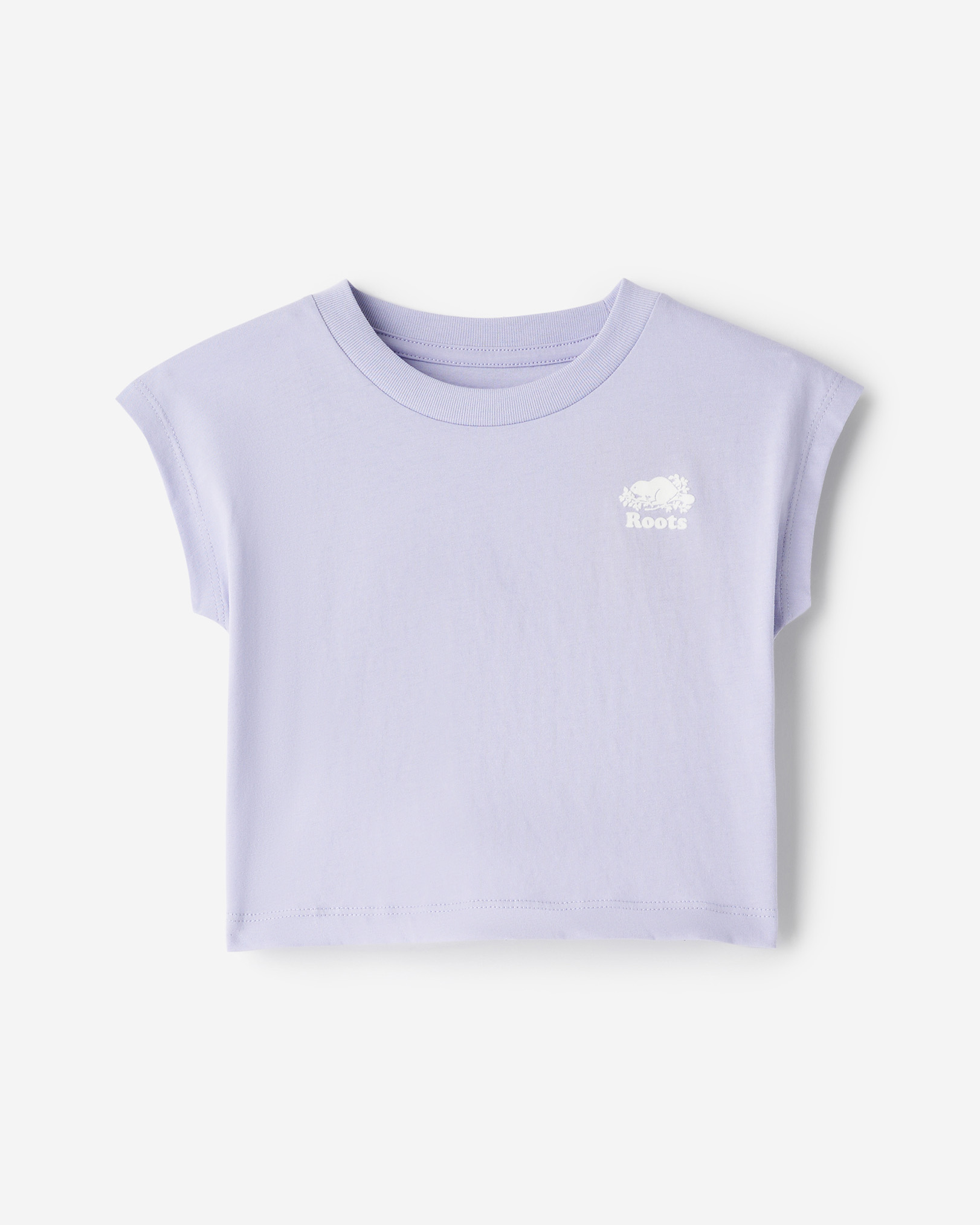 Roots Toddler Girl's Sleeveless Boxy T-Shirt in Cosmic Sky Purple