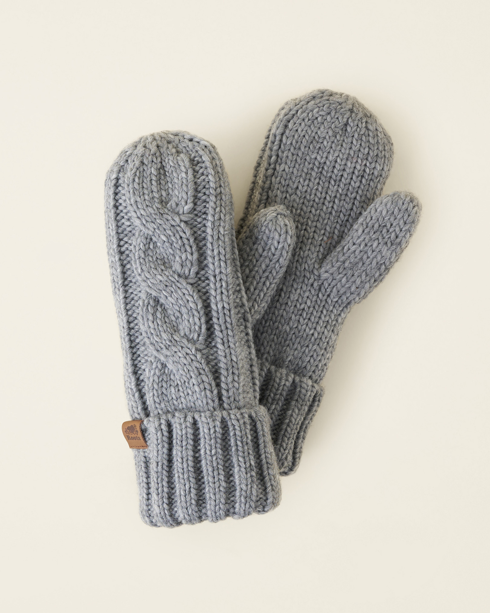 Roots Women's Olivia Cable Mitten in Grey Mix