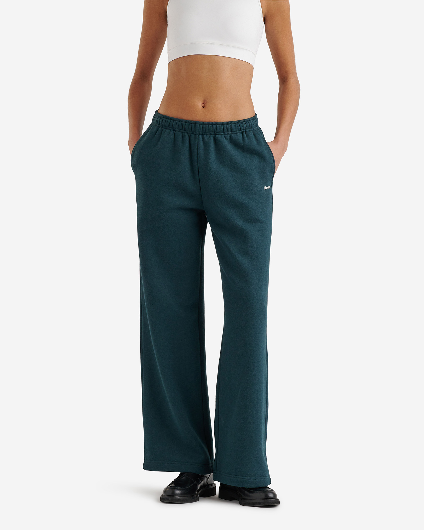 Roots Cloud Wide Leg Sweatpant in Forest Teal