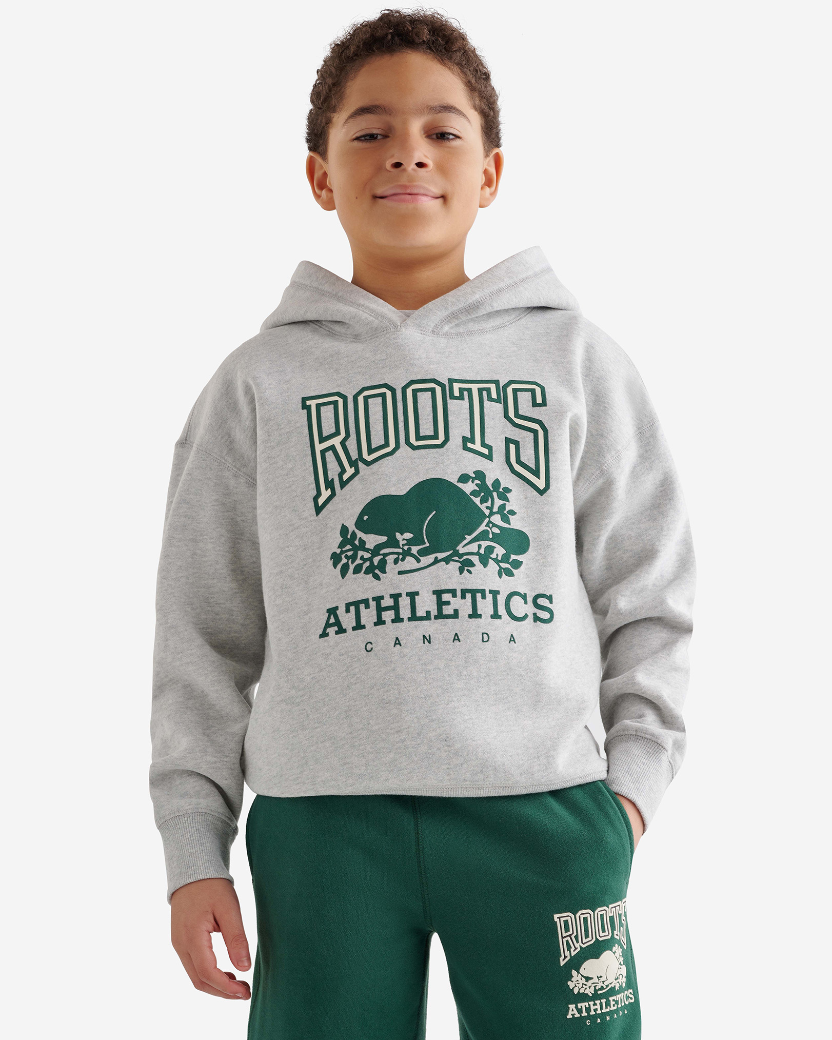 Roots Kids RBA Relaxed Hoodie Jacket in Athletic Grey Mix
