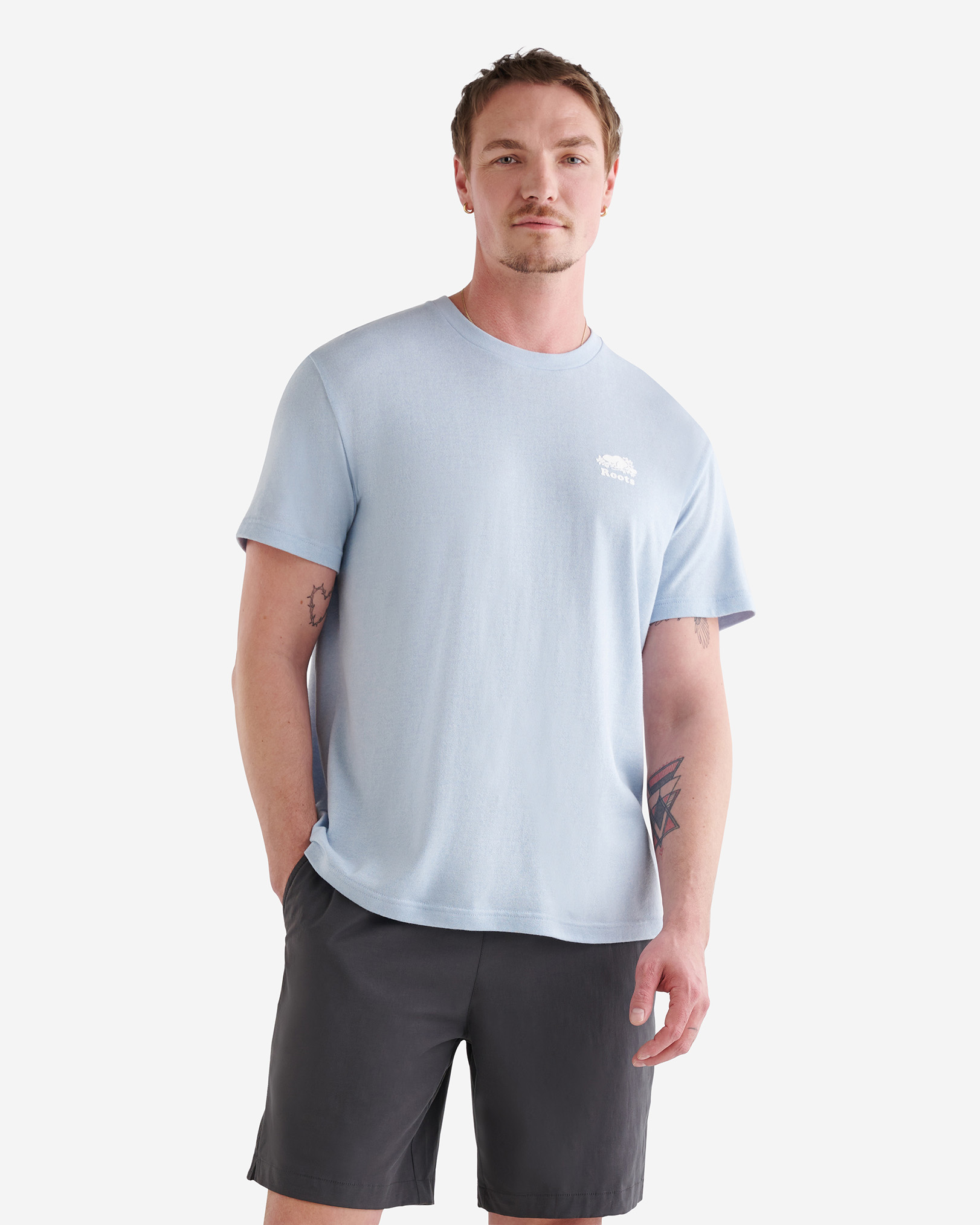 Roots Men's Perfect Pepper T-Shirt in Glacial Blue Pepper