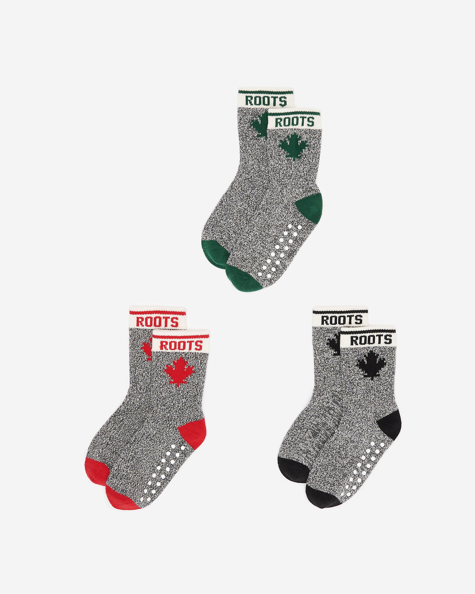 Roots Baby & Toddler Cabin Maple Sock 3 Pack in Salt/Pepper Grey
