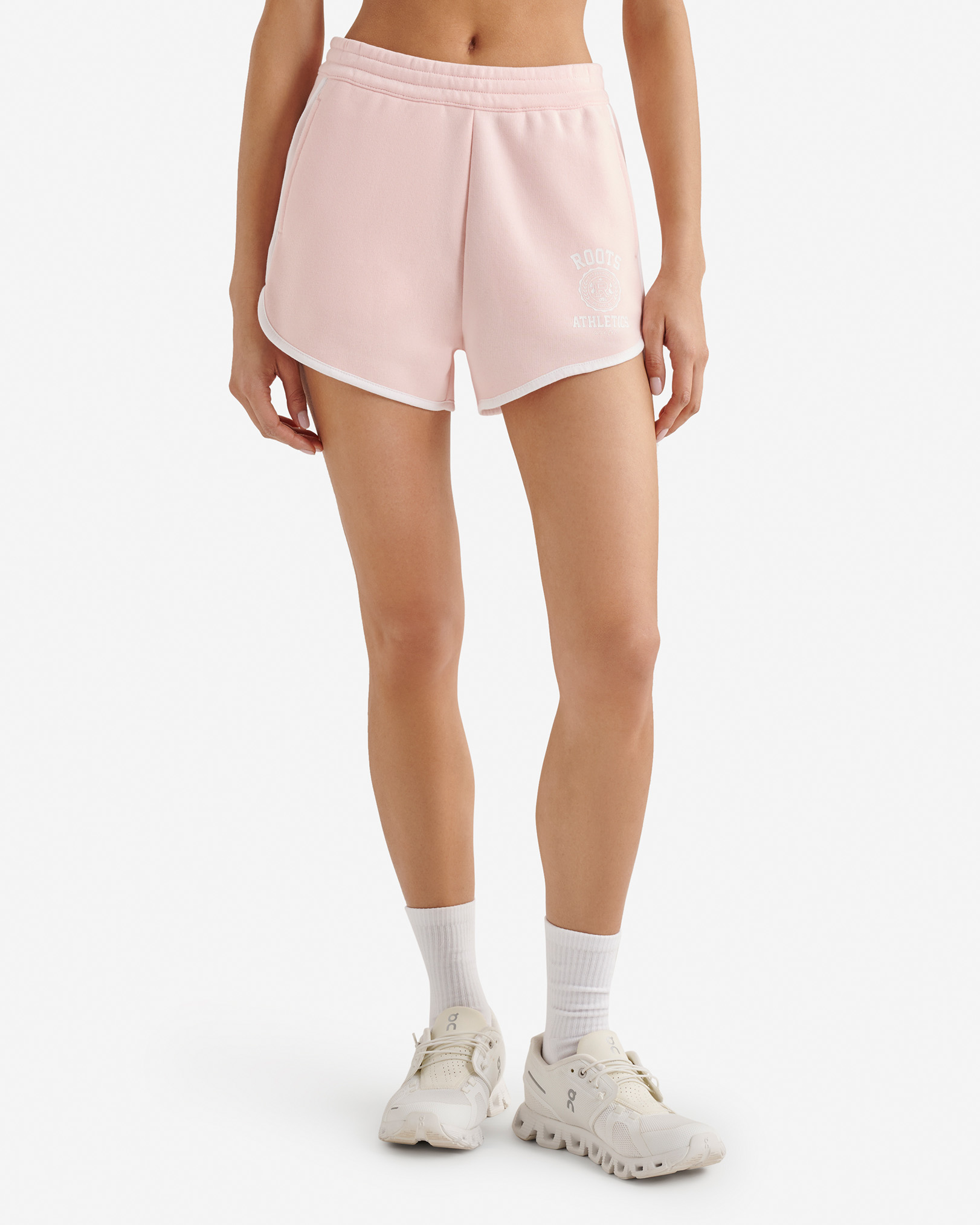 Roots Legacy Crest Sweatshort 3 Inch in Pink Salt