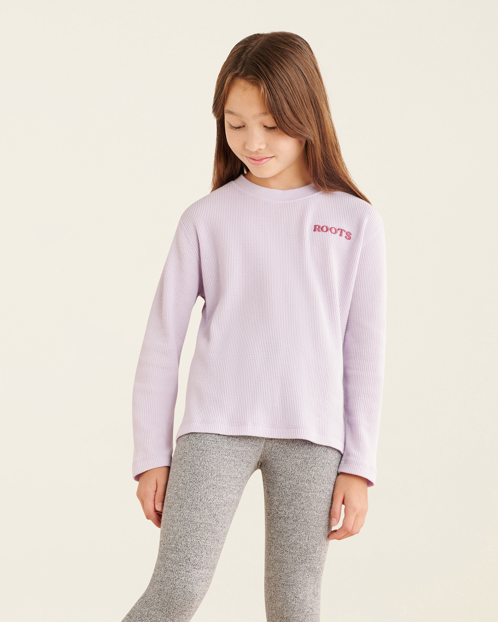 Roots Kids Waffle T-Shirt in Orchid Petal
