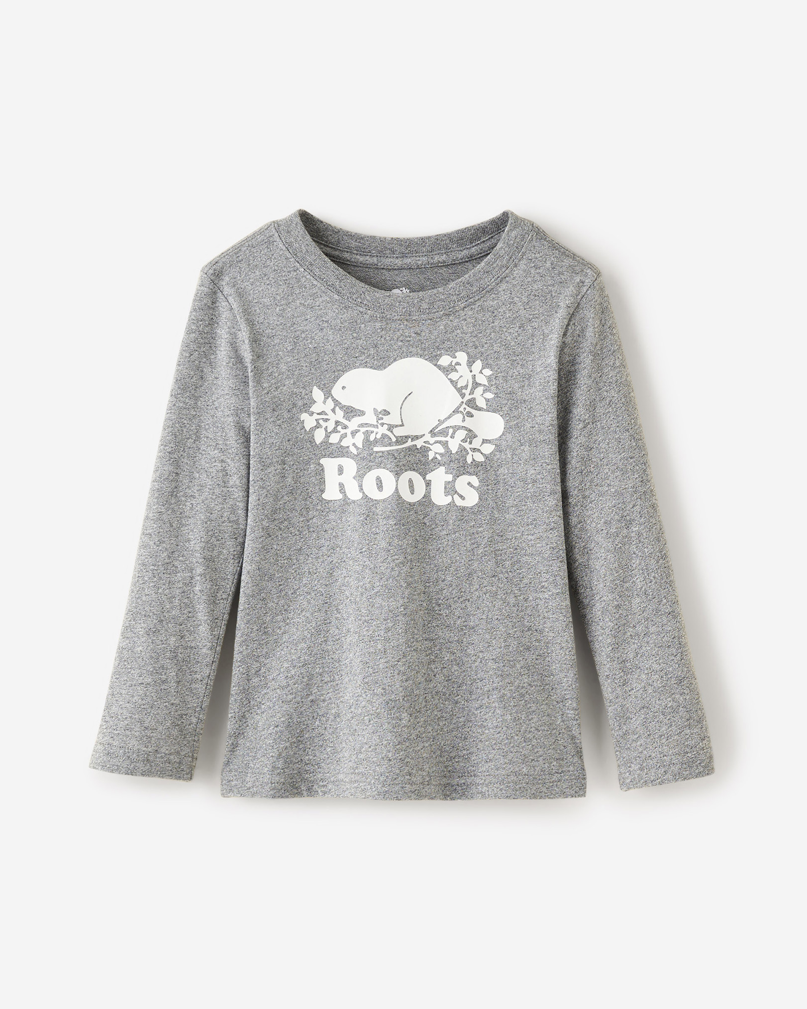 Roots Toddler Organic Original Cooper Beaver T-Shirt in Salt/Pepper