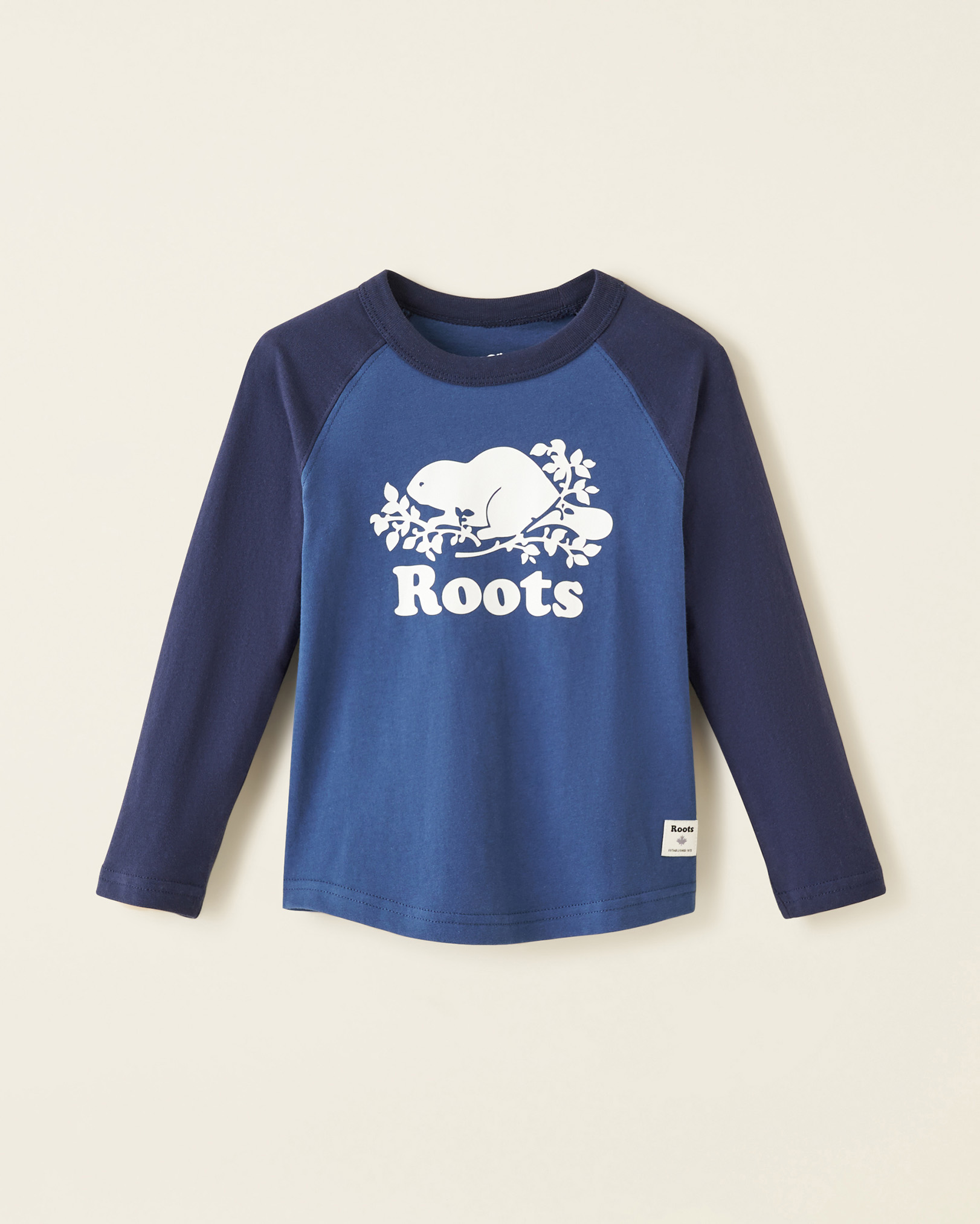 Roots Toddler Organic Cooper Baseball T-Shirt in Navy Blazer