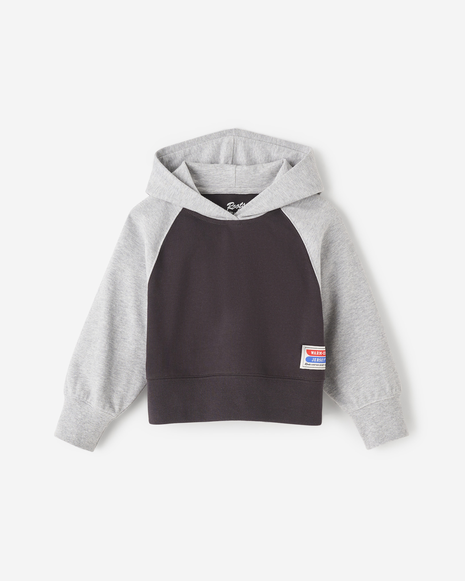 Roots Toddler Warm-Up Boxy Hoodie in Charcoal Black