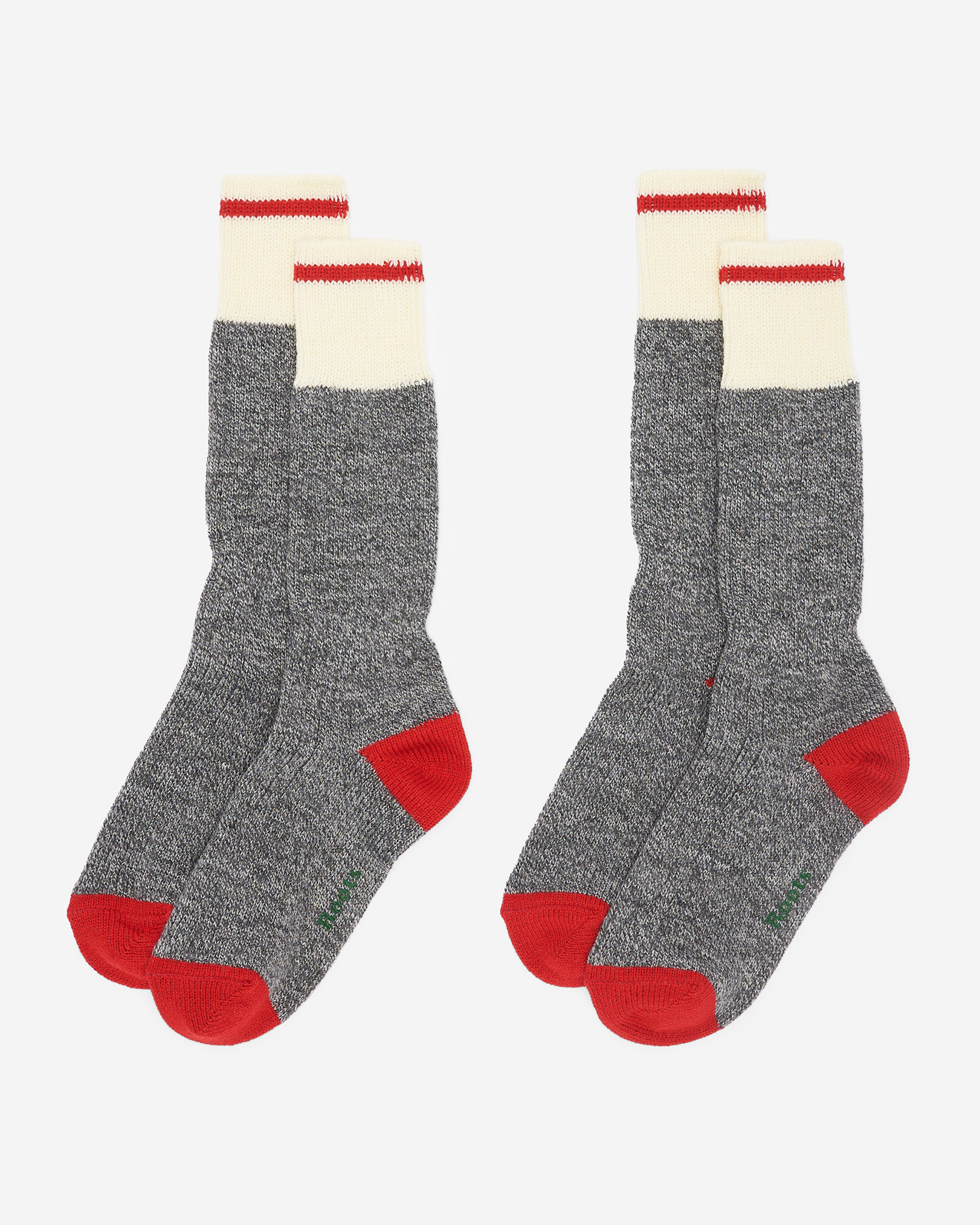 Roots Adult Warm Cabin Pop Sock 2 Pack in Grey Mix