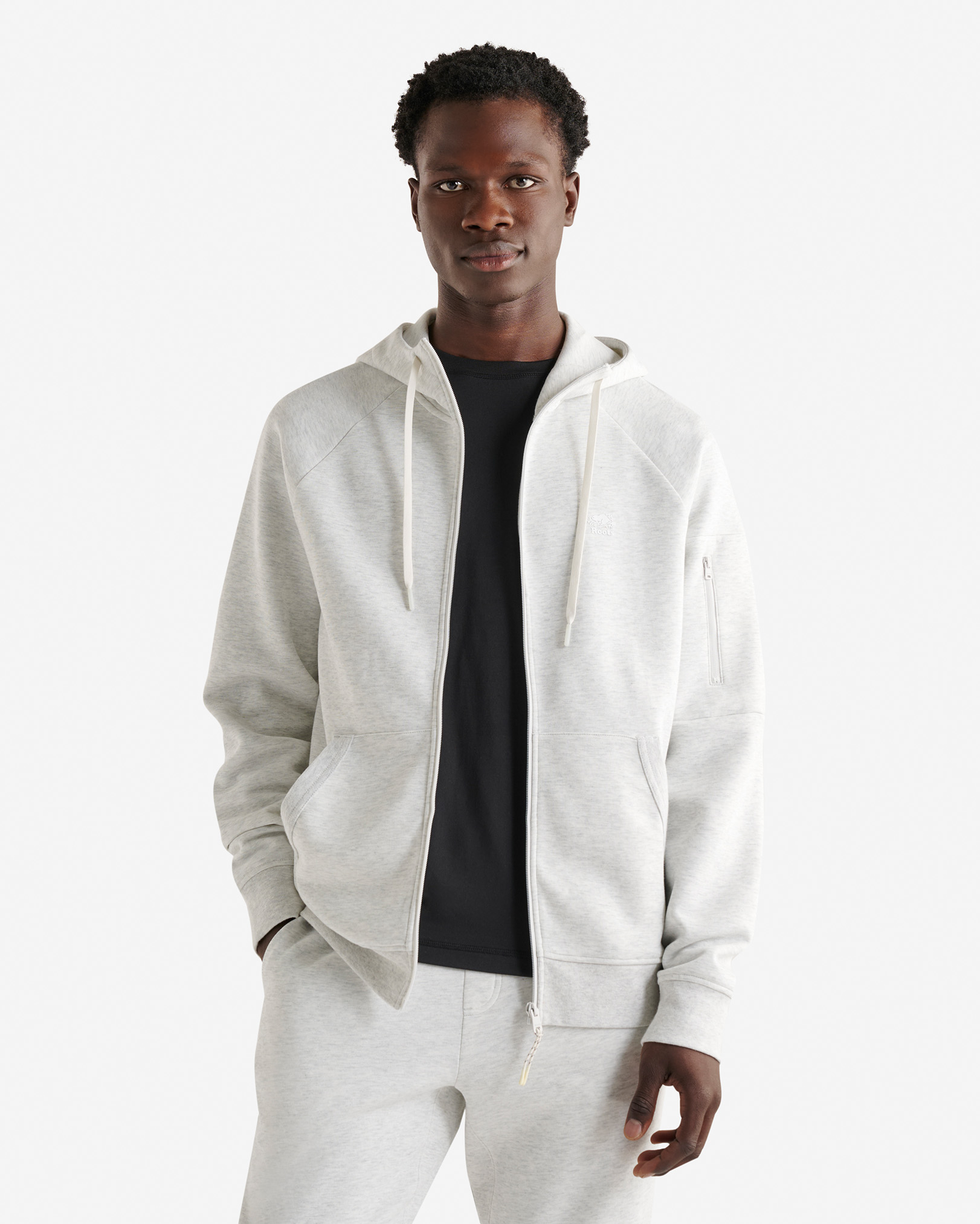 Roots Recover Full Zip Hoodie in White Mix