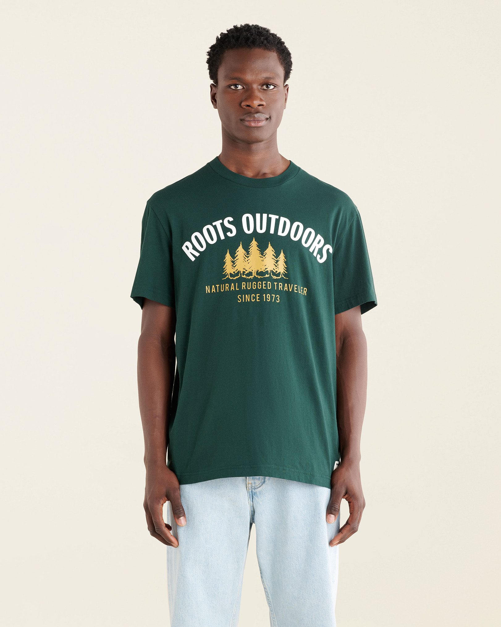 Roots Men's Natural Rugged T-Shirt in Varsity Green
