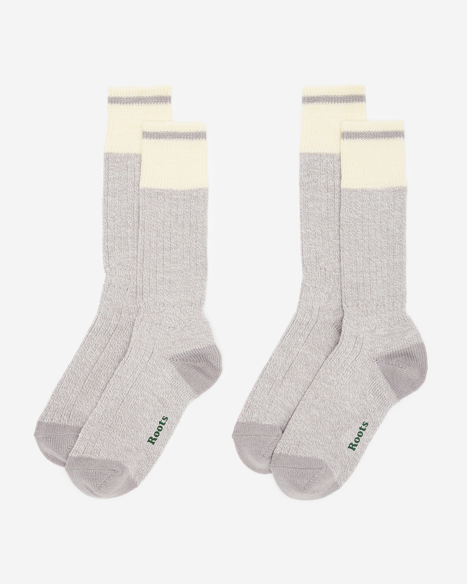 Roots Adult Warm Cabin Pop Sock 2 Pack in Flaxseed Mix