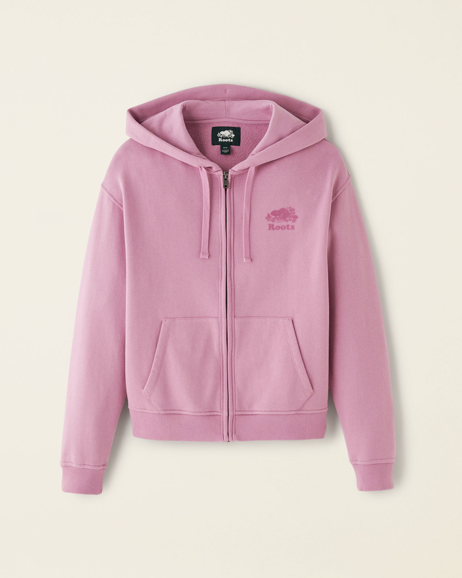 Roots Organic Original Relaxed Full Zip Hoodie in Orchid Haze