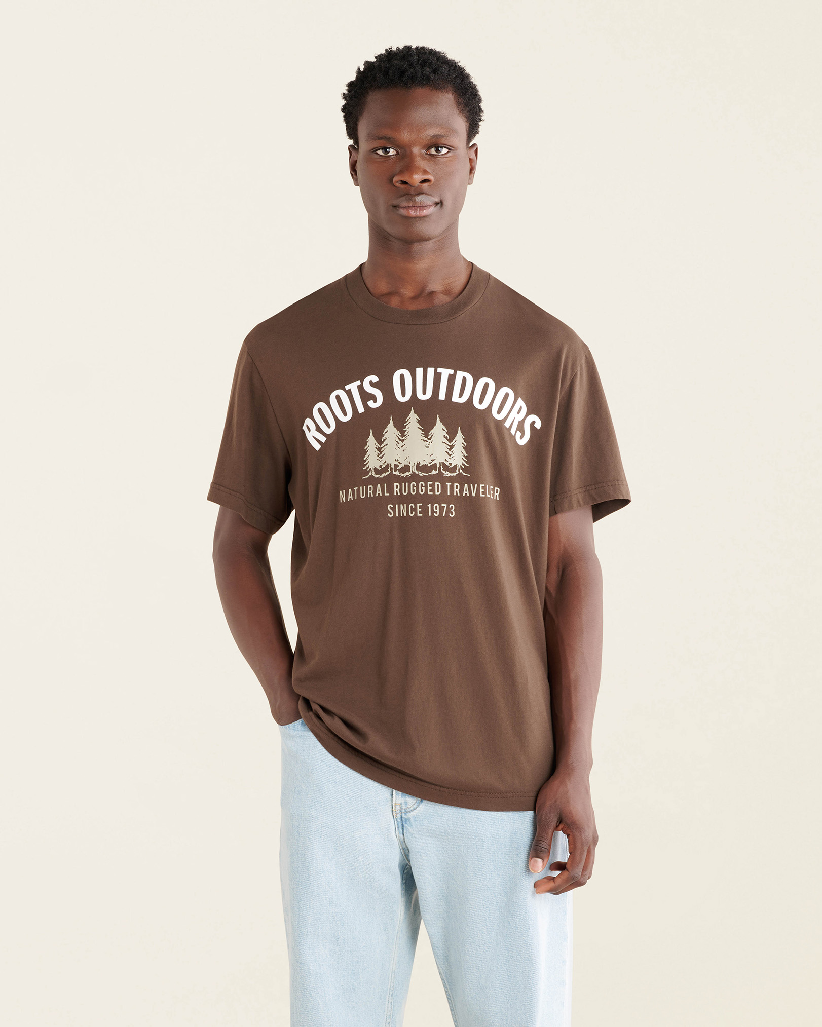 Roots Men's Natural Rugged T-Shirt in Cocoa Brown