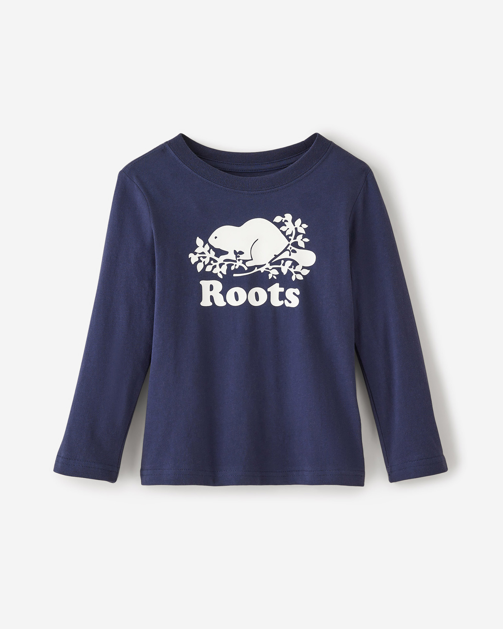 Roots Toddler Organic Original Cooper Beaver T-Shirt in Navy Blazer
