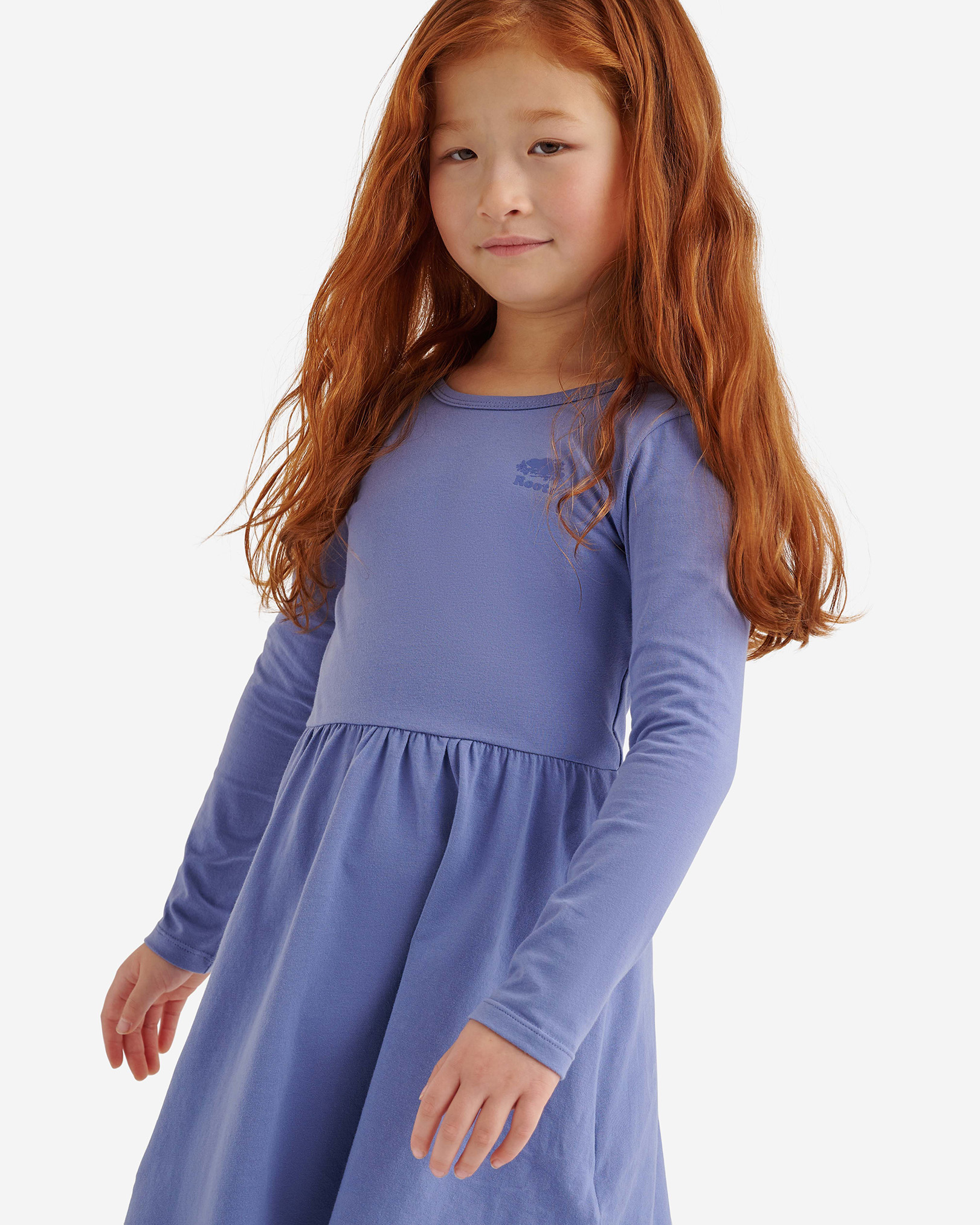 Roots Girl's Easy Stretch Dress in Periwinkle Purple