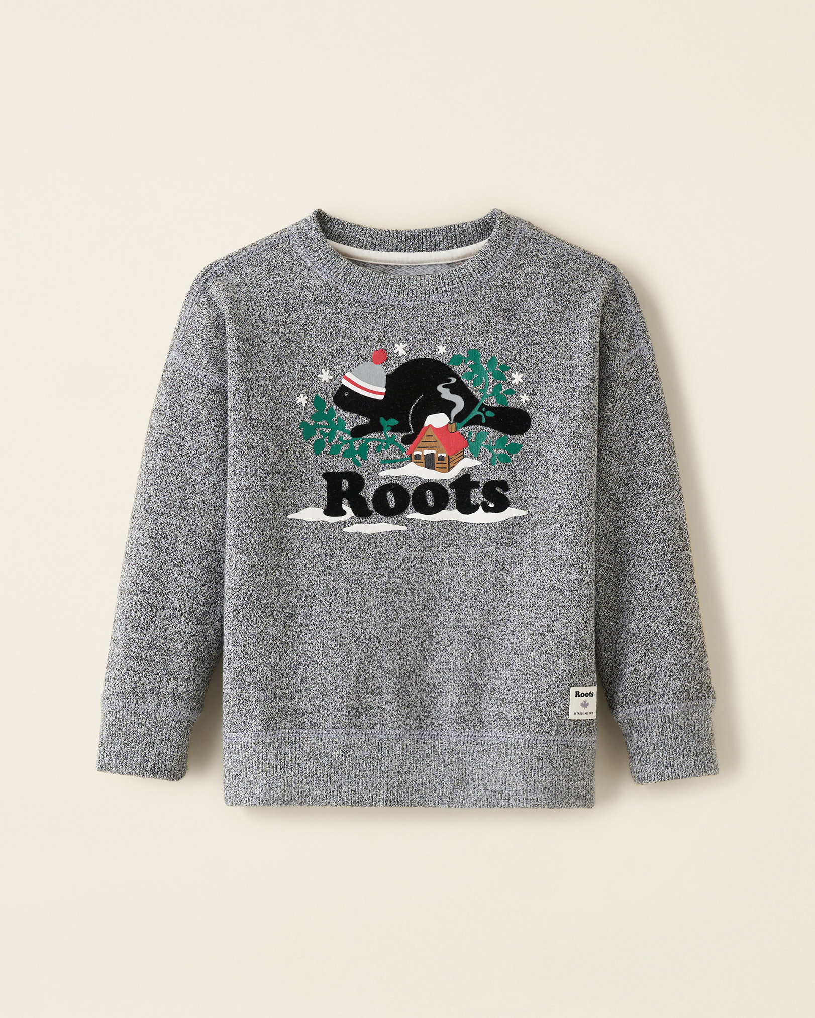 Roots Toddler Winter Cooper Crew Sweatshirt in Salt/Pepper
