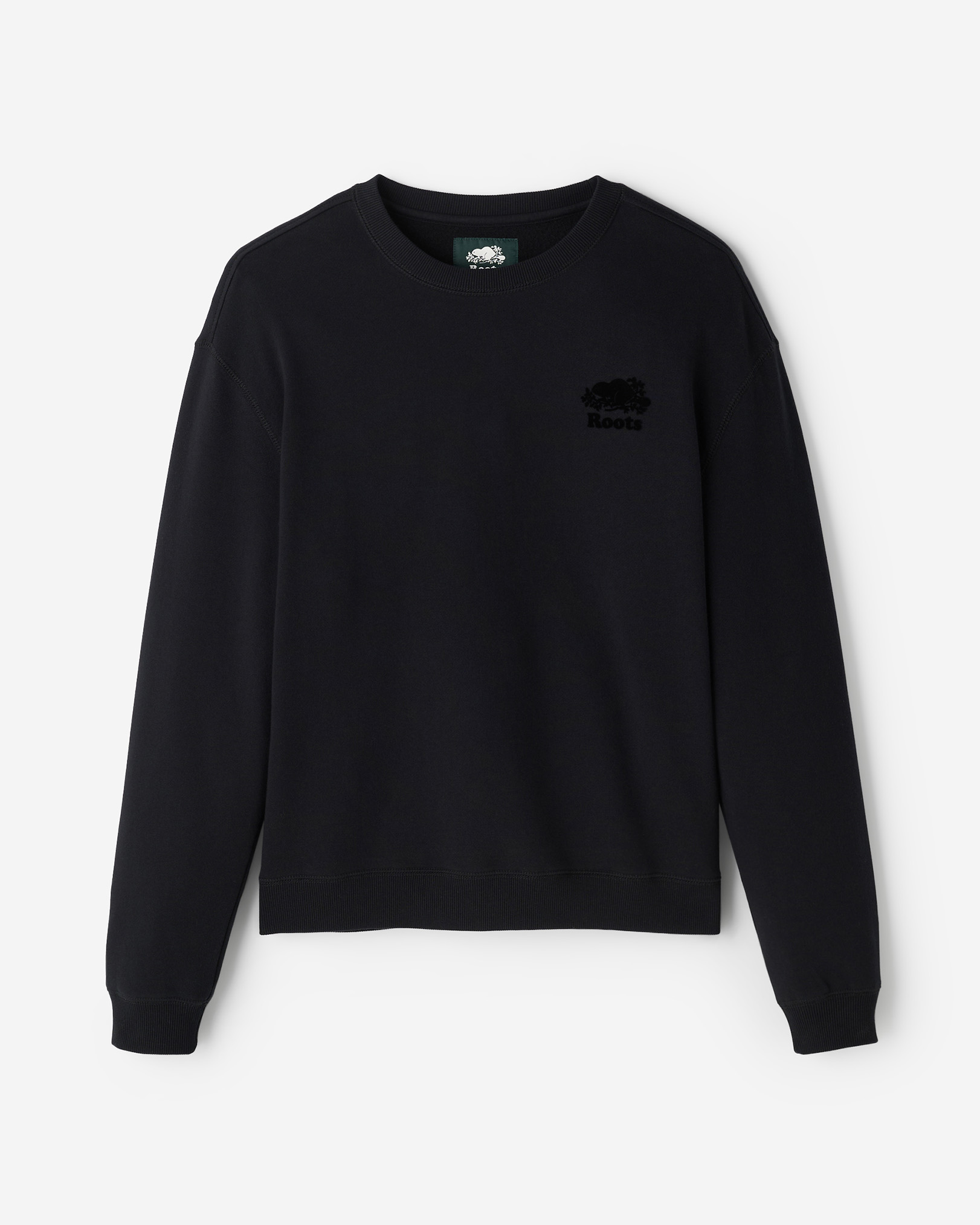Roots Organic Cooper Relaxed Crew in Black