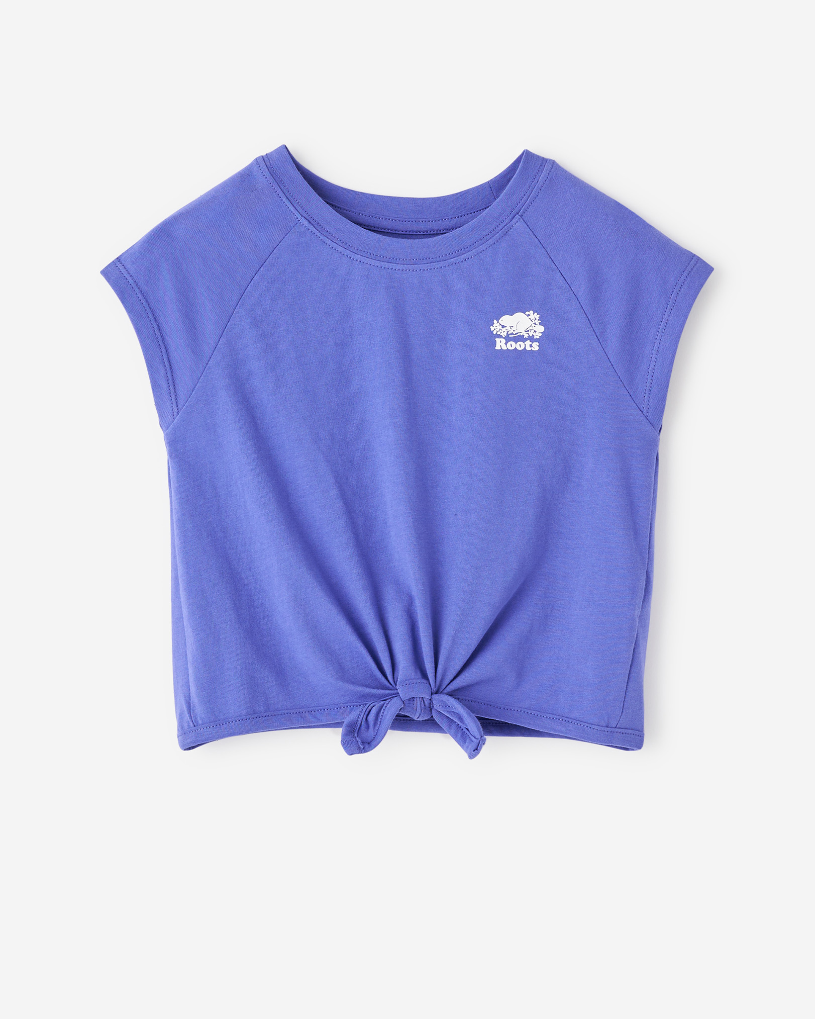 Roots Toddler Girl's Raglan Tie T-Shirt in Dahlia Blue
