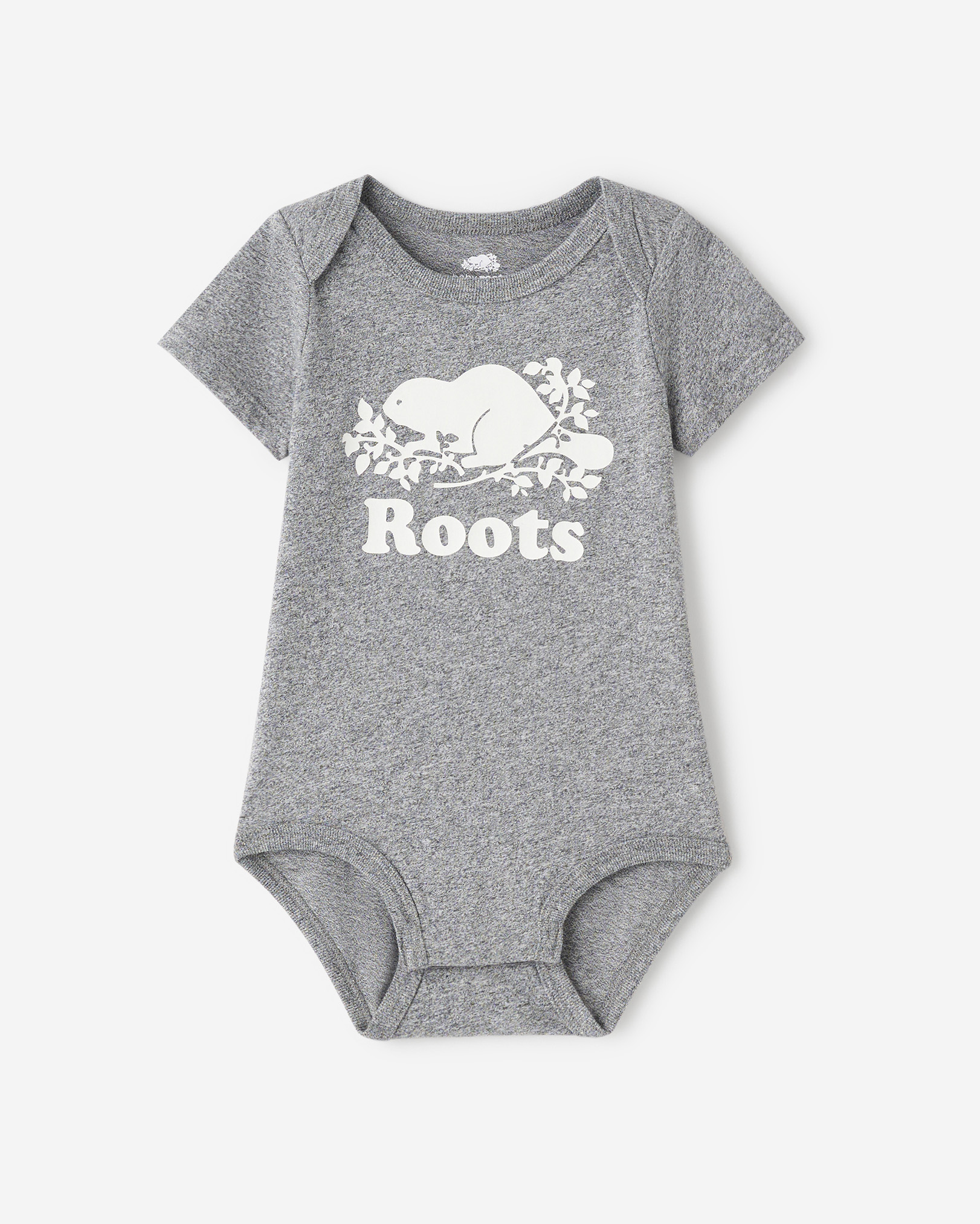 Roots Baby Cooper Beaver Bodysuit in Salt/Pepper