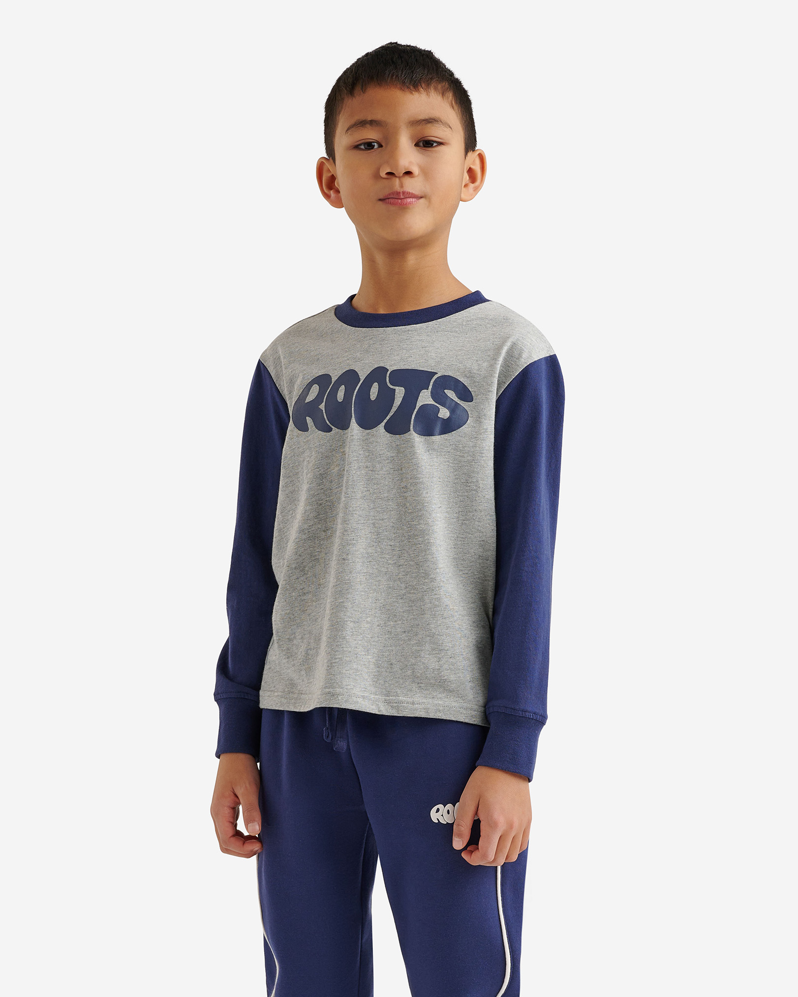 Roots Kids Active T-Shirt in Grey Mix