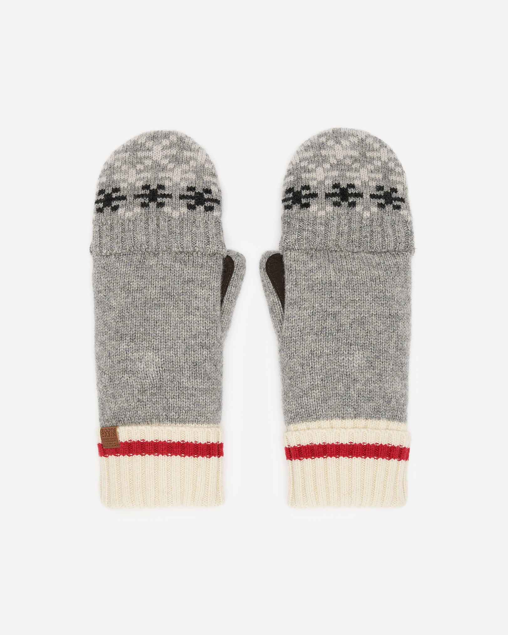 Roots Adult Cabin Nordic Stripe Flip Mitt in Grey Mix