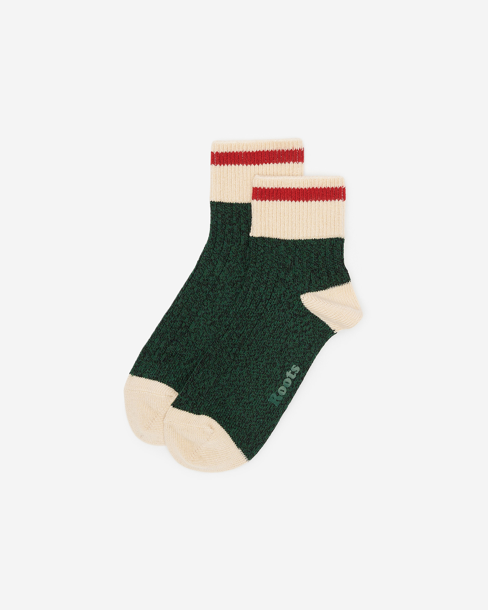 Roots Adult Classic Cabin Ankle Sock in Varsity Green Mix