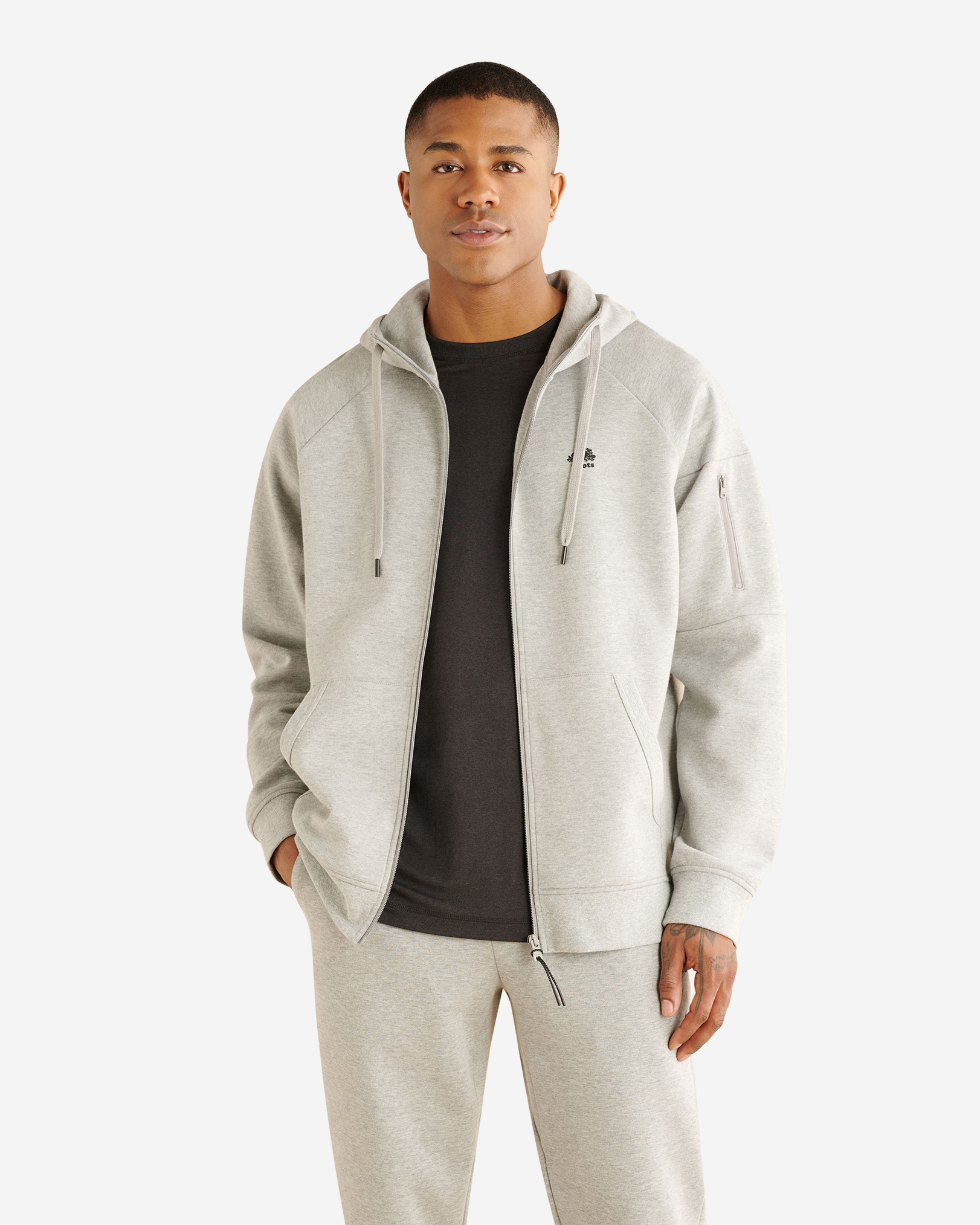 Roots Recover Full Zip Hoodie in Grey Mix