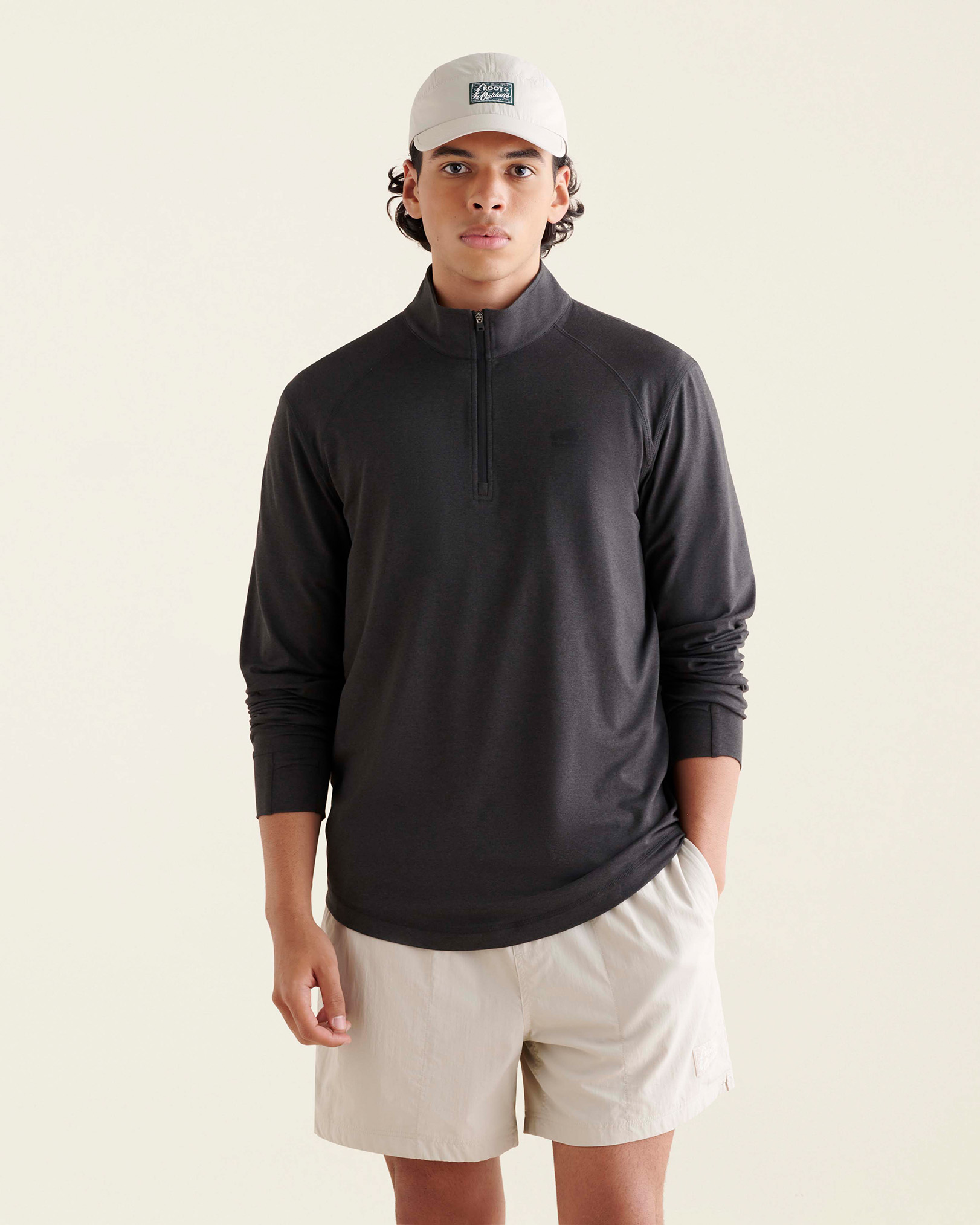 Roots Renew Zip Stein Shirt in Black Pepper
