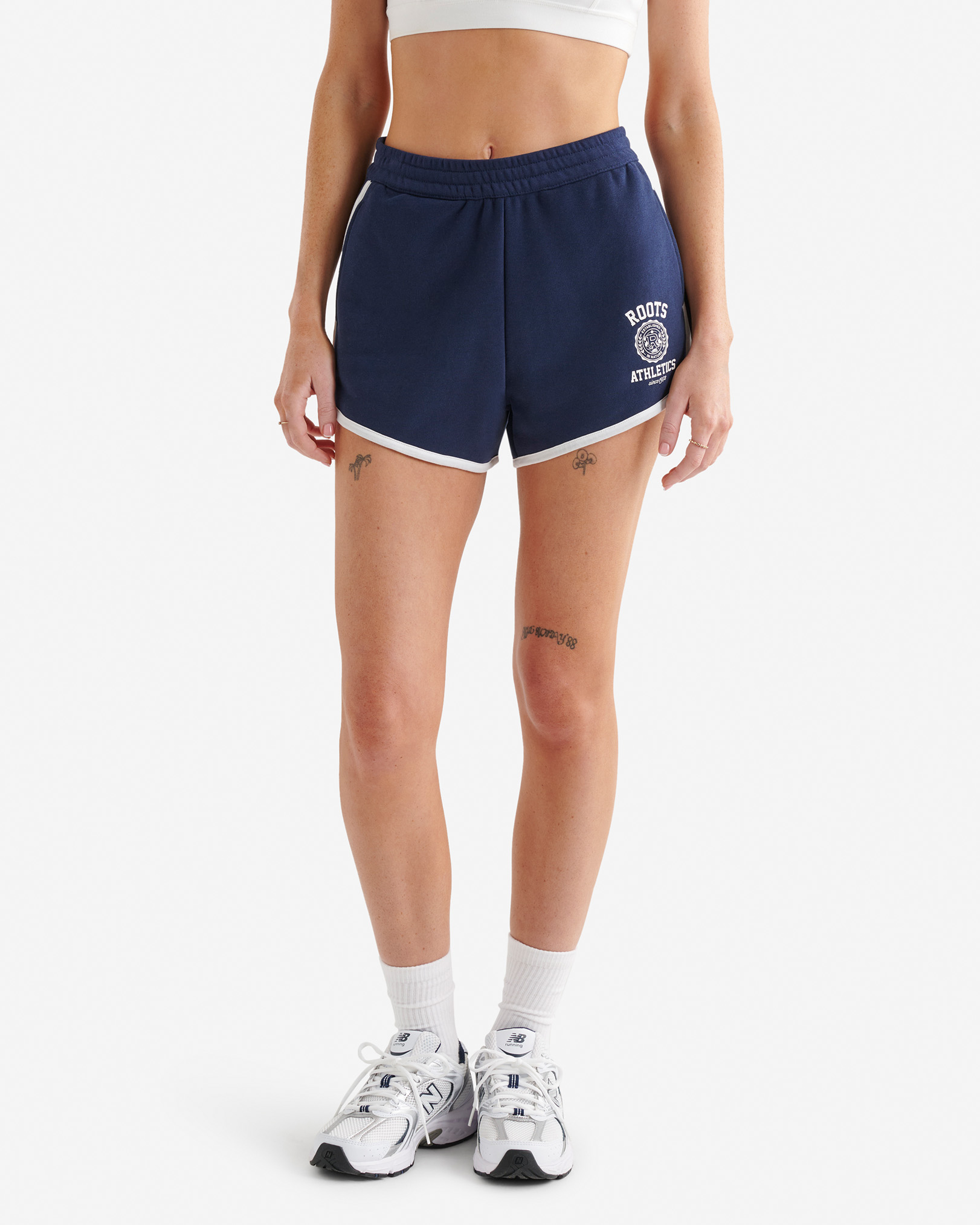 Roots Legacy Crest Sweatshort 3 Inch in Navy Blazer