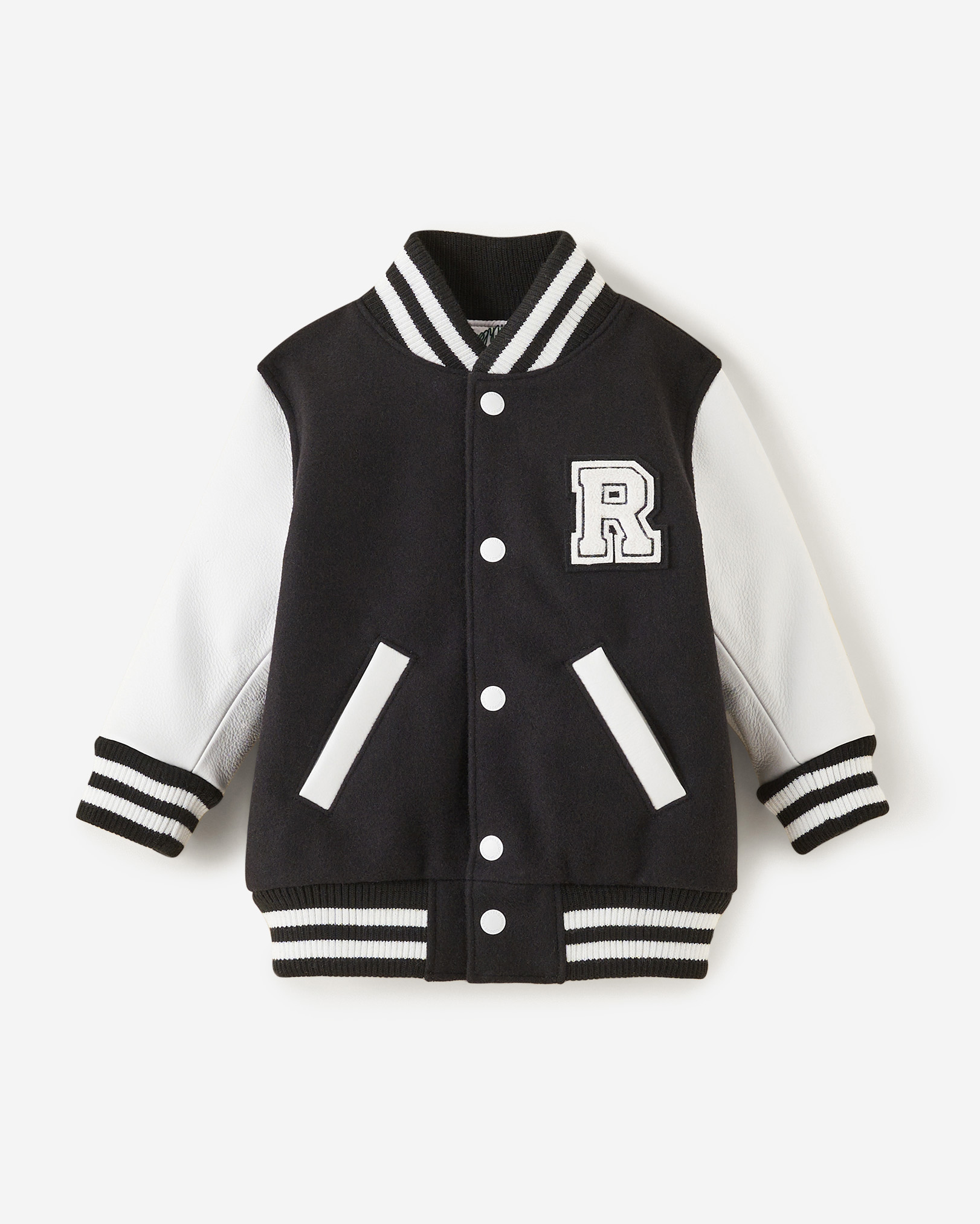 Roots Toddler Canada Varsity Jacket 2.0 in Black/White