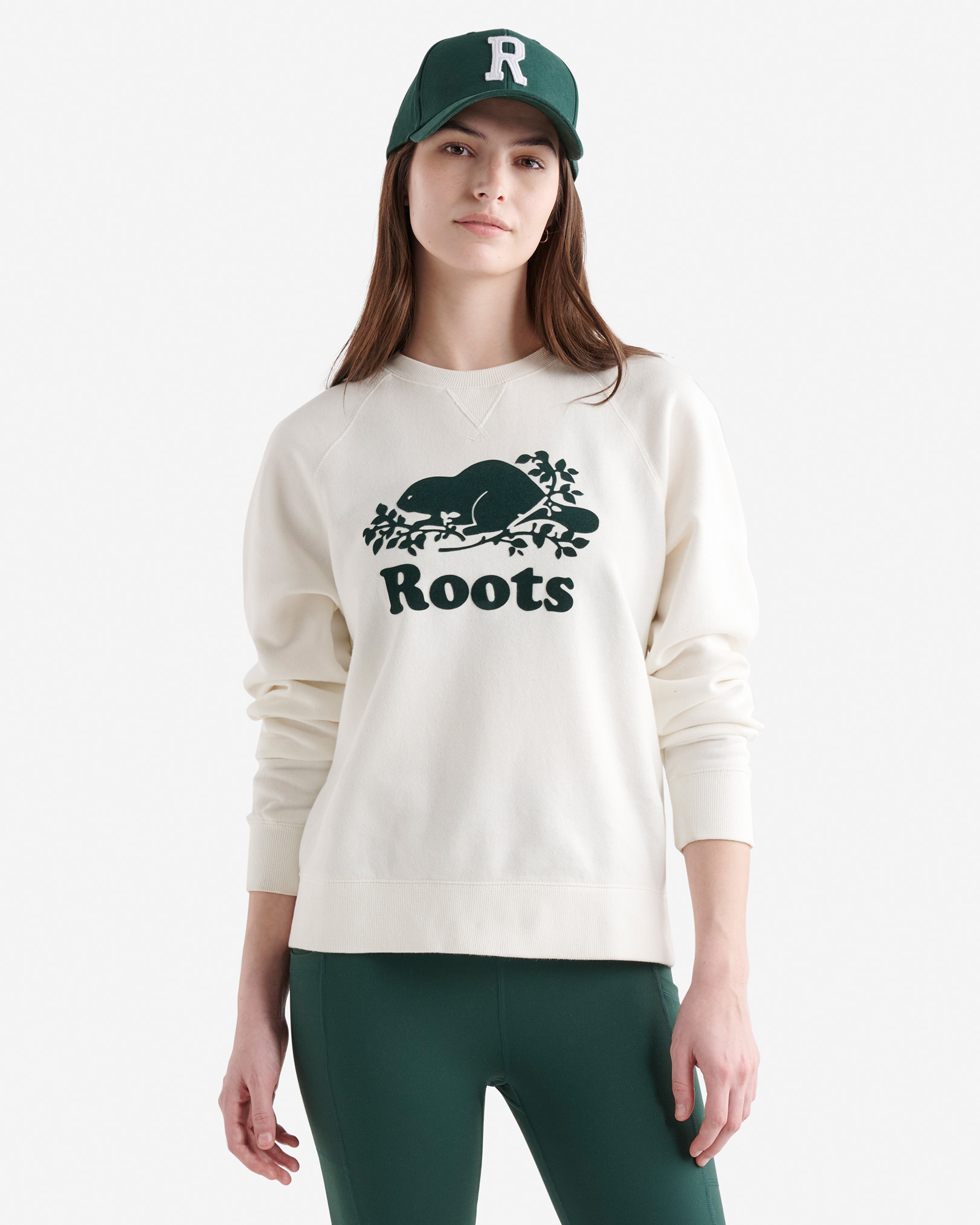 Roots Organic Original Crew Sweatshirt in Egret