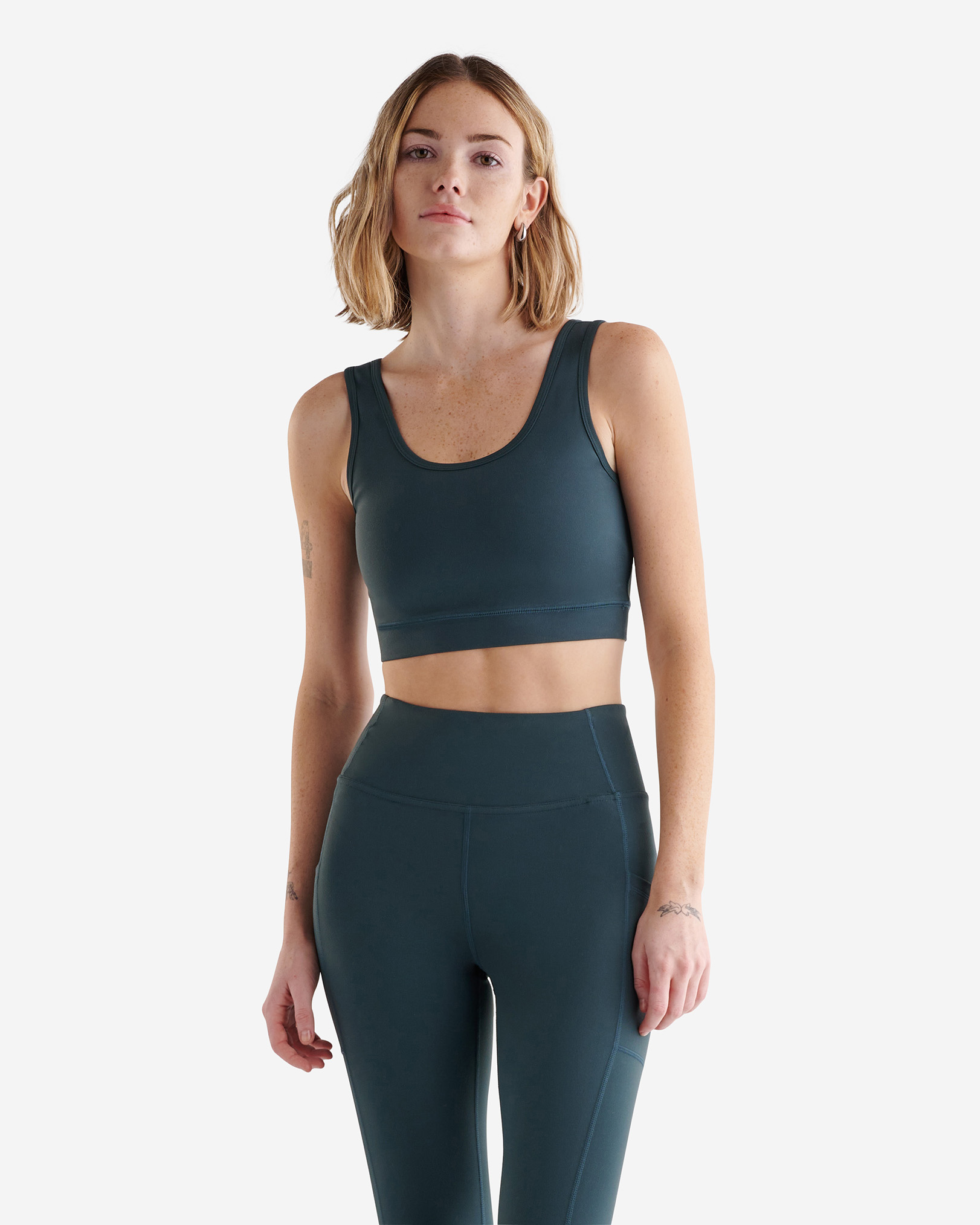 Roots Restore Crop Tank Top in Forest Teal