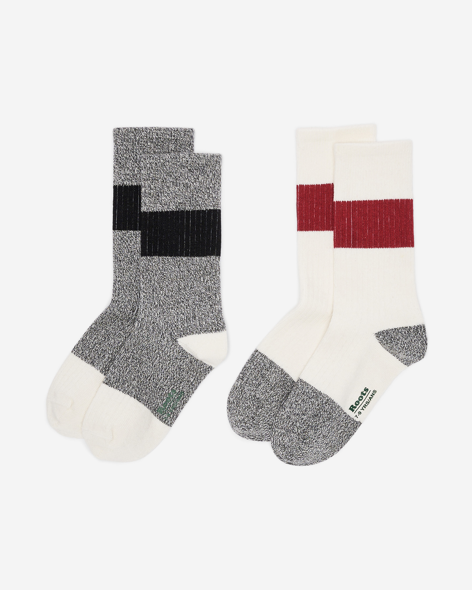 Roots Kids Cabin Lifestyle Sock 2 Pack in Salt/Pepper Grey
