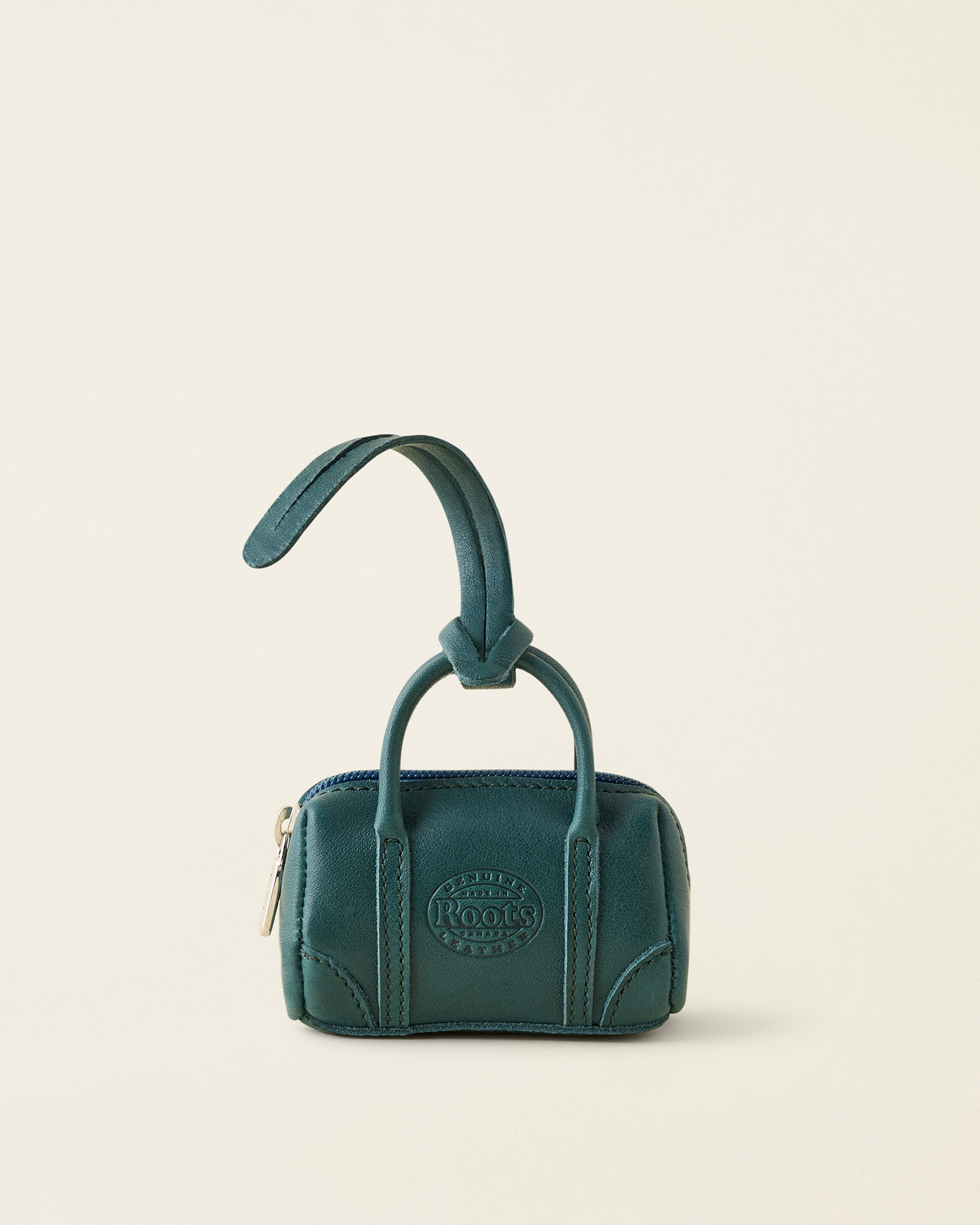 Roots Upcycle Banff Bag Charm in Deep Teal