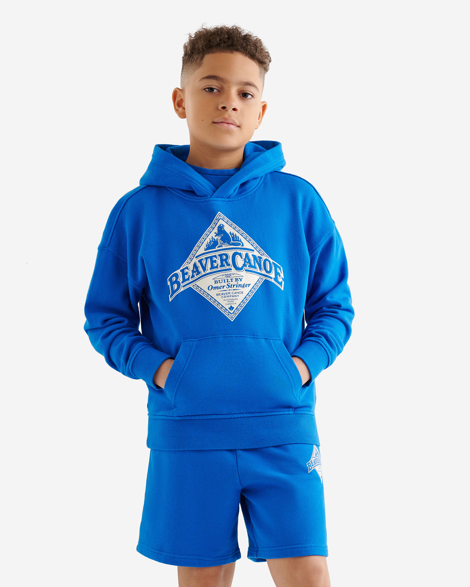 Roots Kids Beaver Canoe Relaxed Hoodie Jacket in Ace Blue