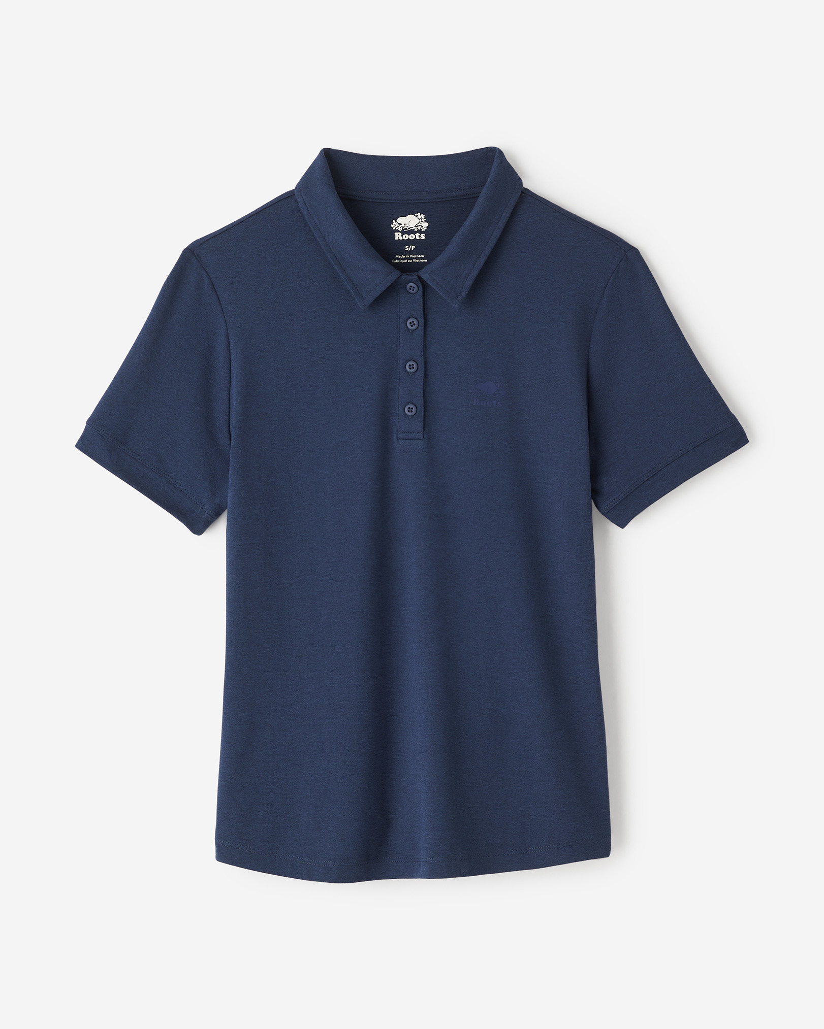 Roots Renew Short Sleeve Polo T-Shirt in Navy Blazer Mix