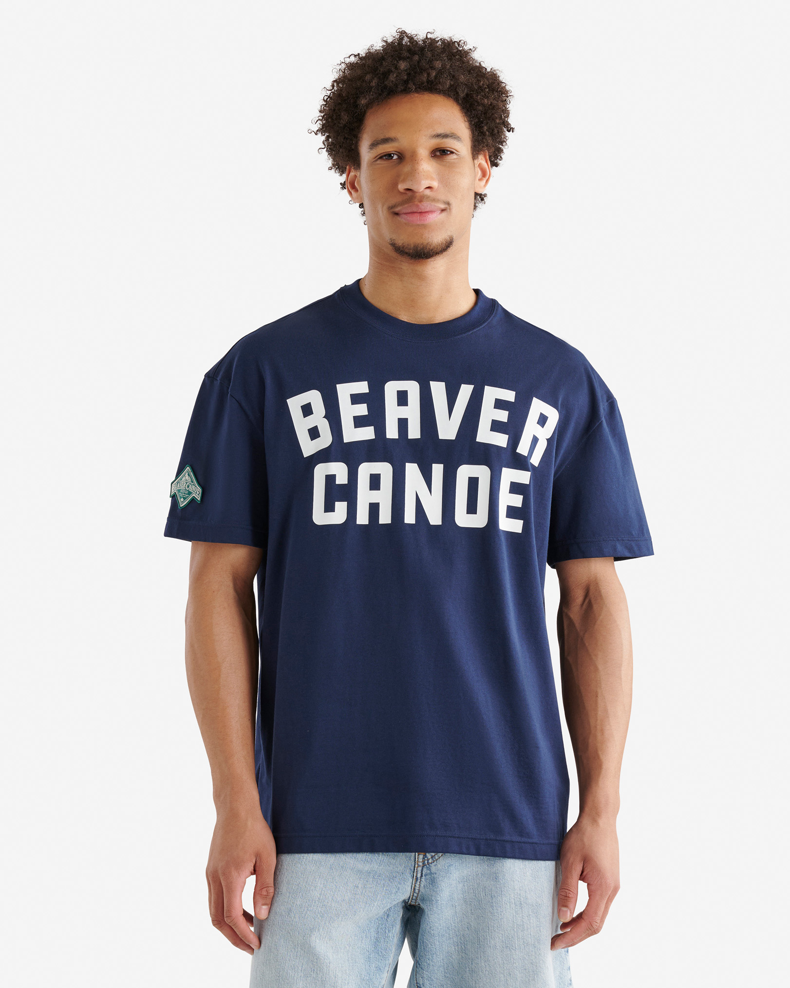 Roots Men's Beaver Canoe Relaxed T-Shirt in Navy Blazer