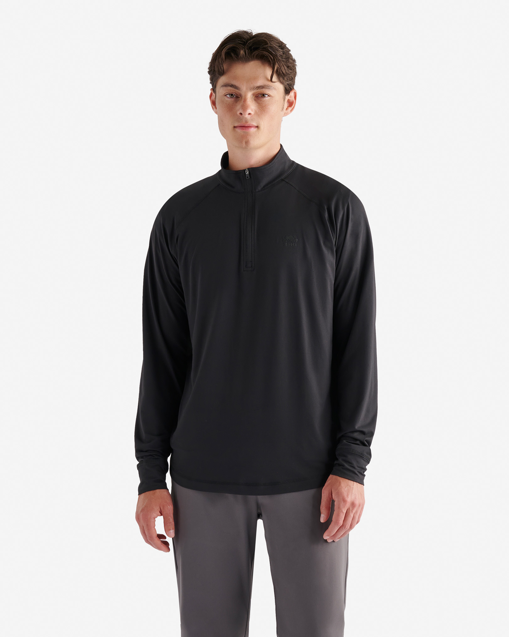 Roots Renew Zip Stein T-Shirt in Black