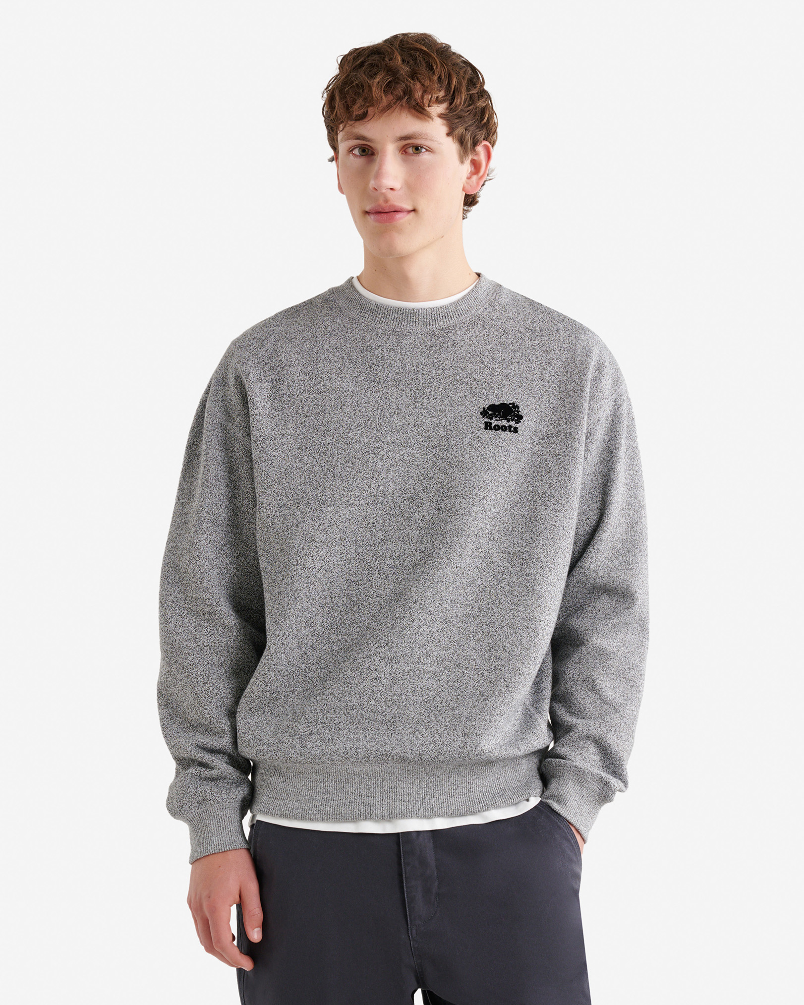 Roots Organic Original Relaxed Crew in Salt/Pepper Grey