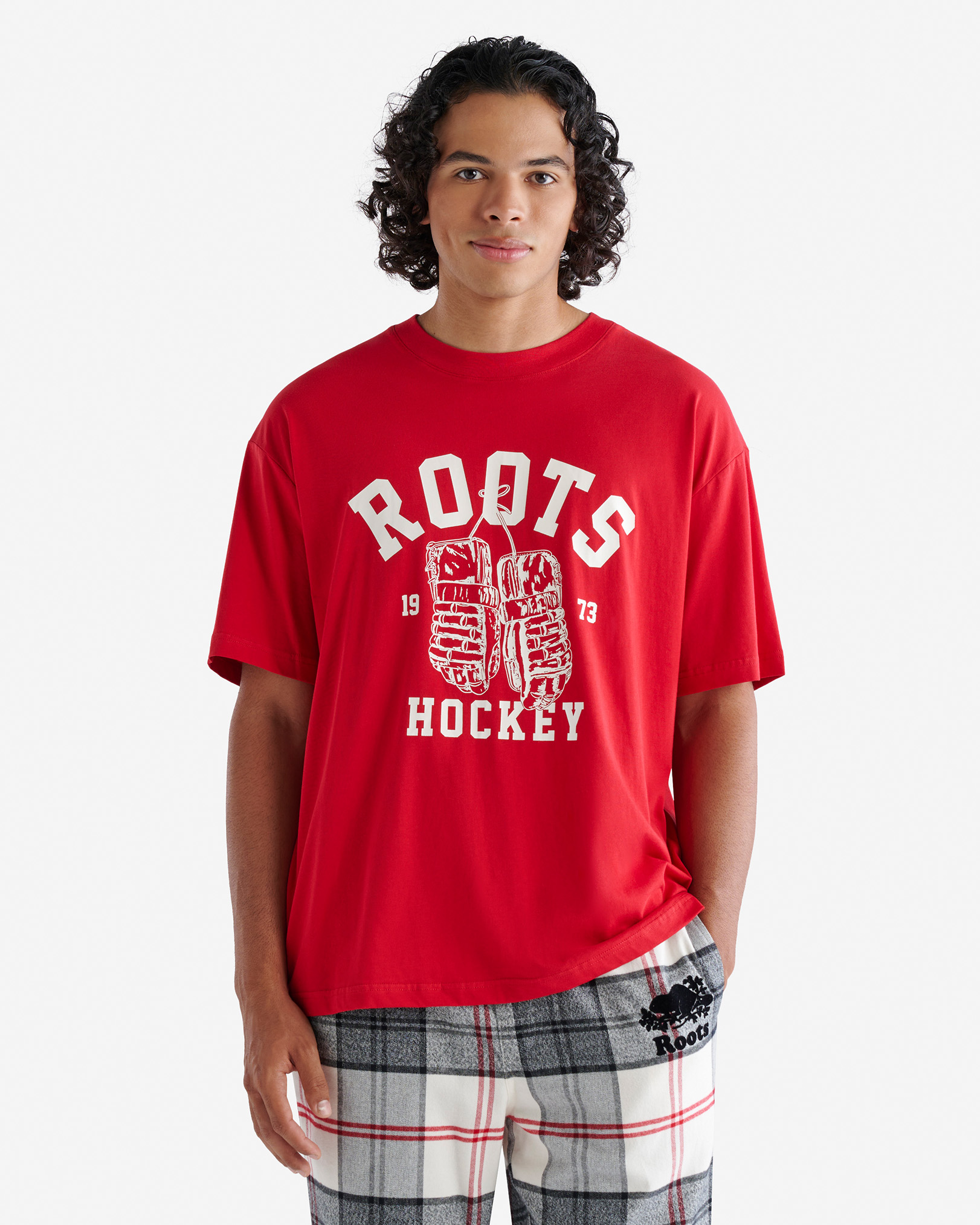 Roots Men's Hockey T-Shirt in Cabin Red