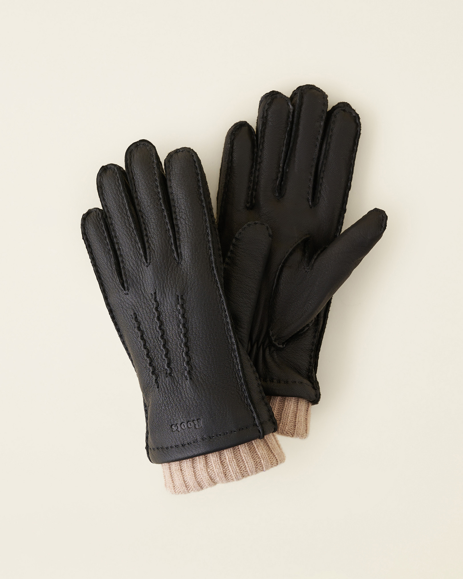 Roots Women's Cuff Deerskin Glove in Black