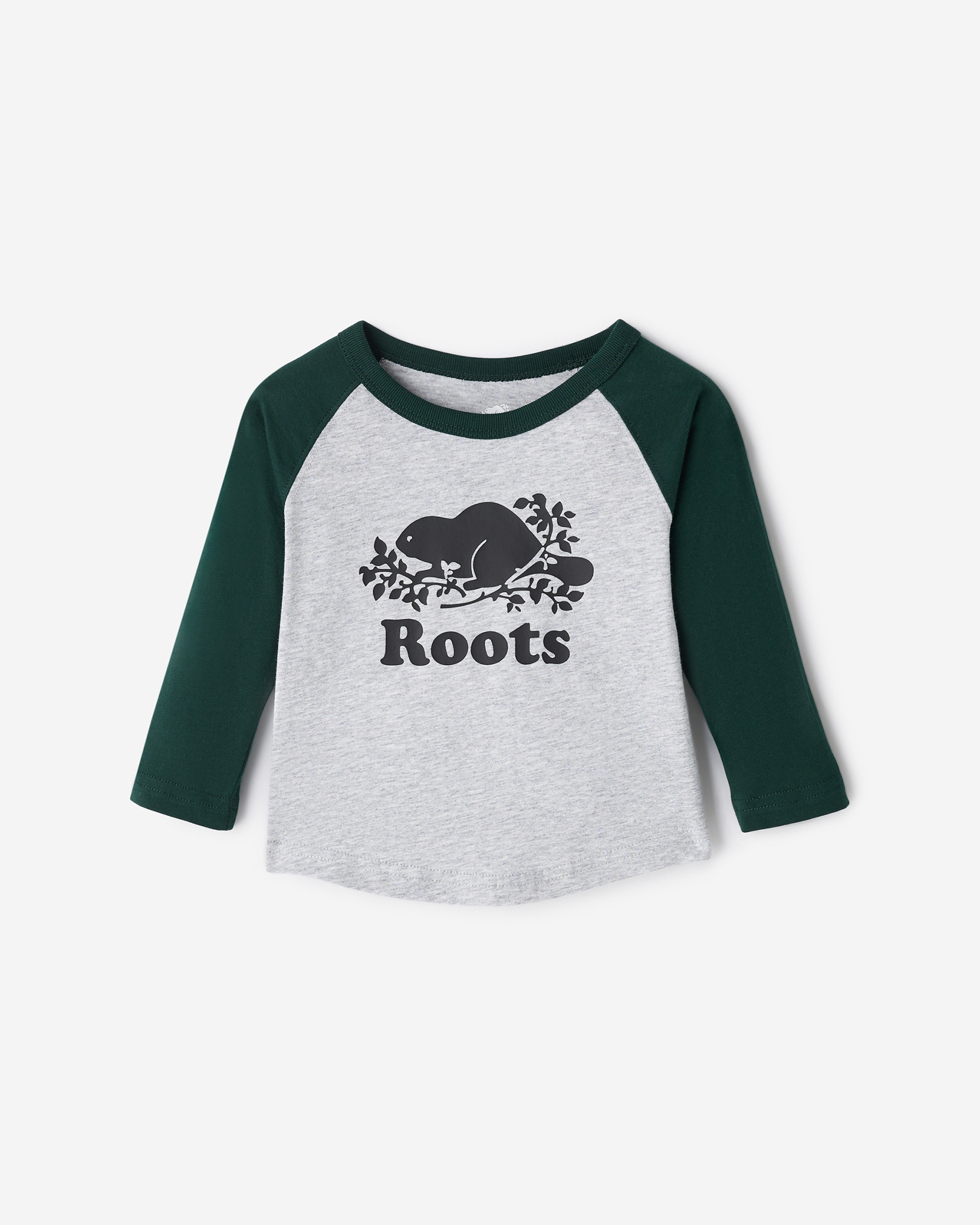 Roots Baby Organic Cooper Baseball T-Shirt in Varsity Green